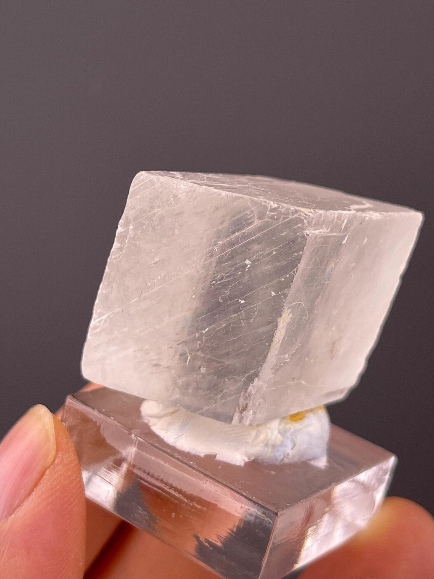 Double refraction visible through calcite crystal