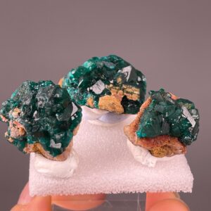 Dioptase Mineral Trio - Raw Specimens with Matrix - Congo Origin - Rare Collectors' Gem
