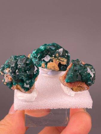 Dioptase Mineral Trio - Raw Specimens with Matrix - Congo Origin - Rare Collectors' Gem