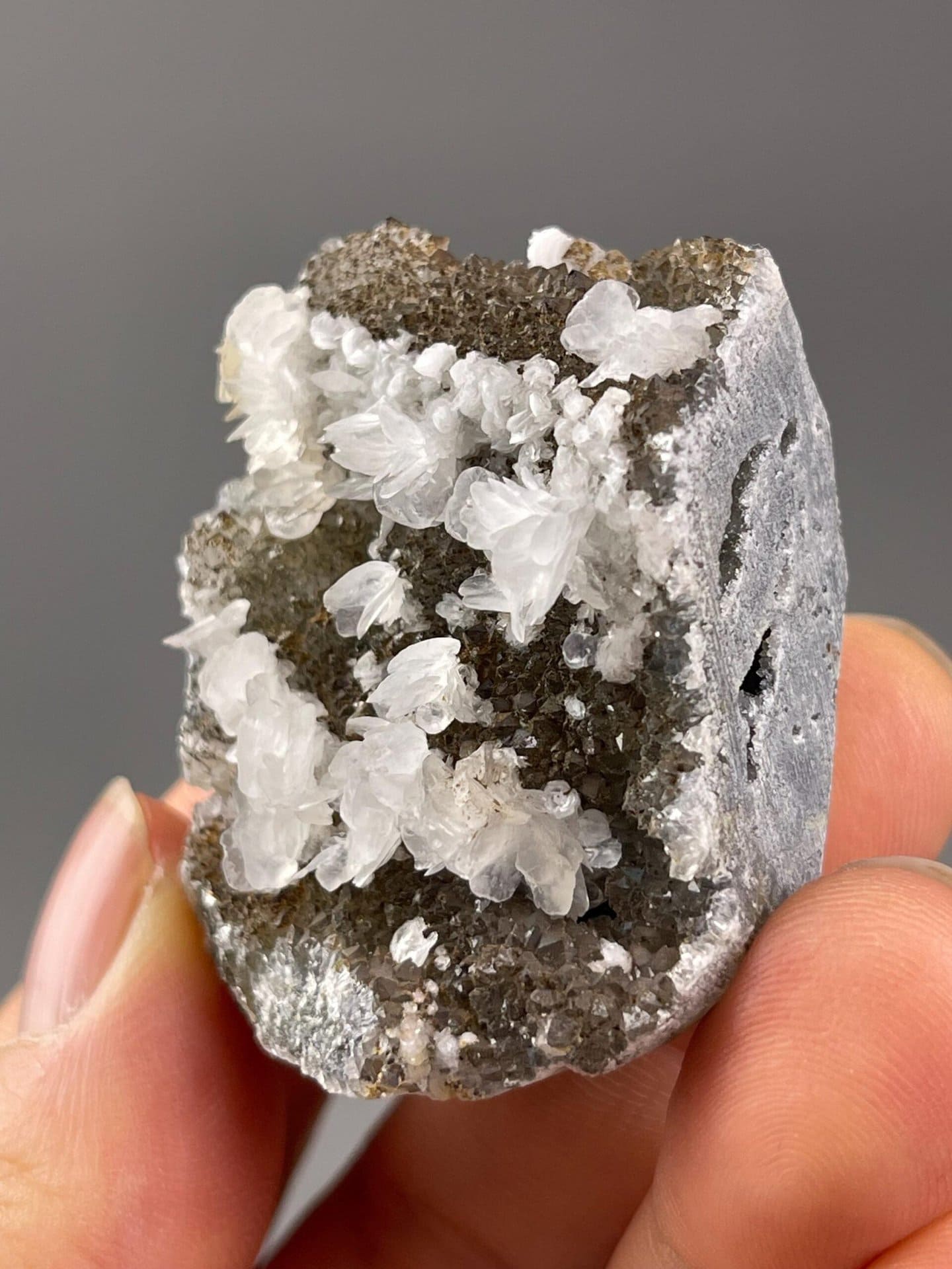 Calcite and quartz cluster Daye Hubei China front view