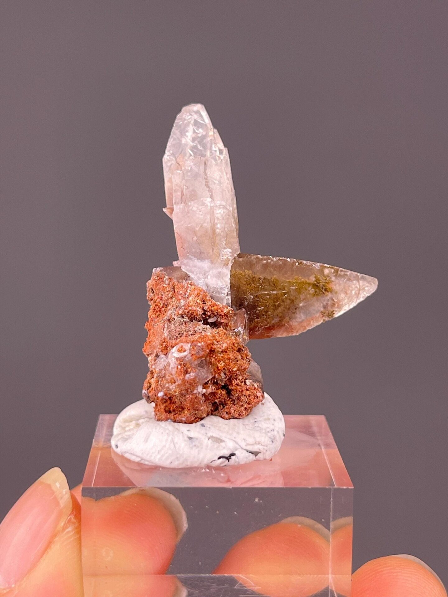 Twin calcite crystal with feather inclusion Anhui China