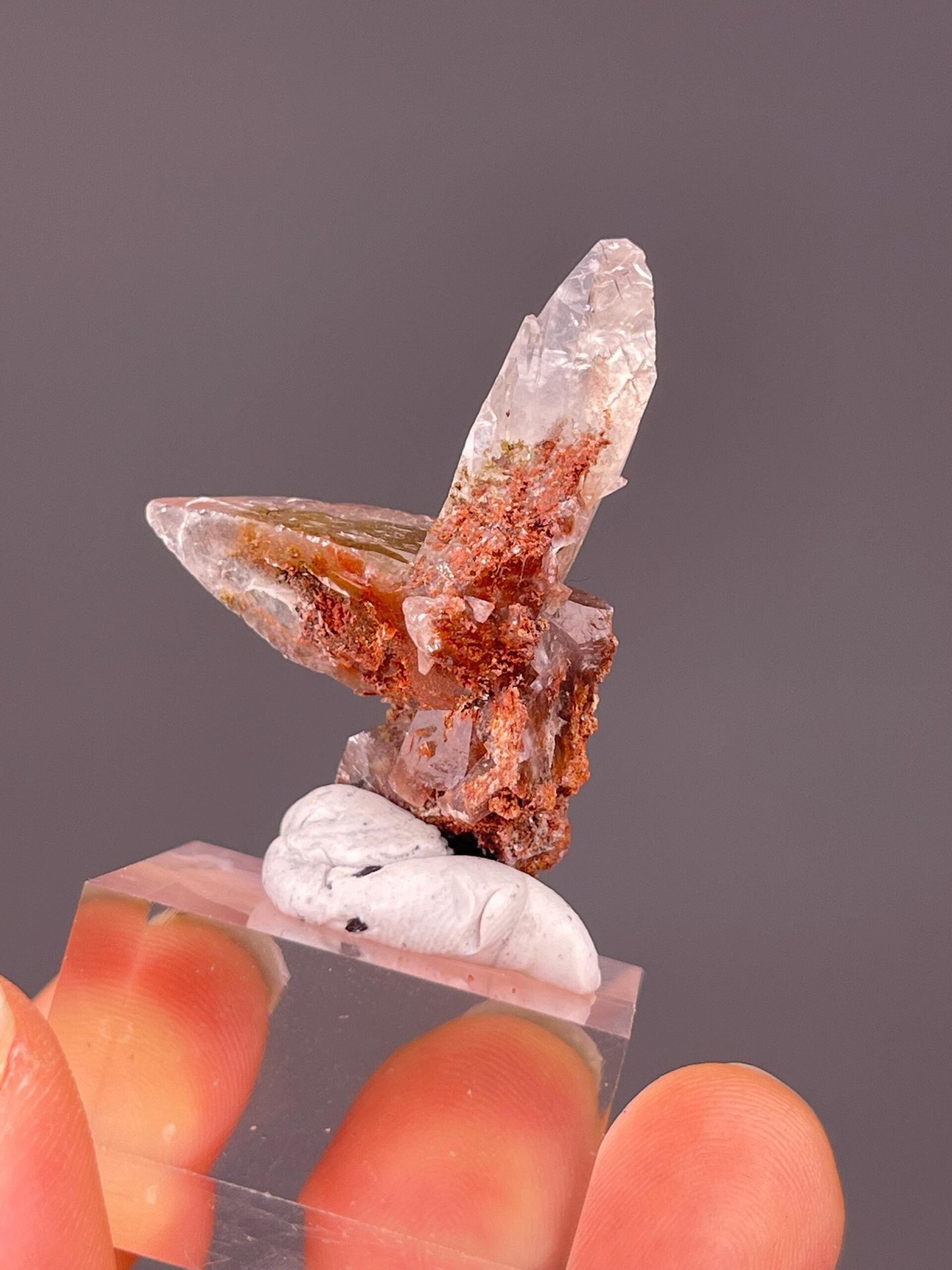 Calcite crystal feather inclusion detail