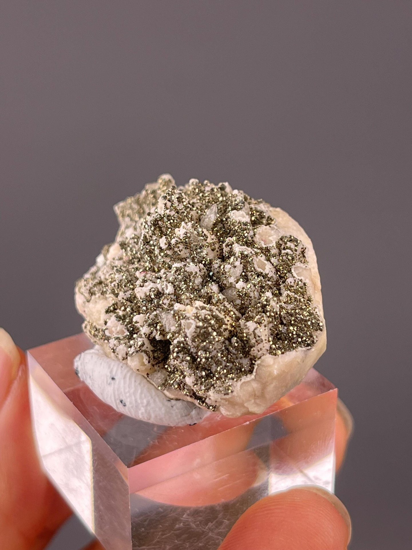 Pyrite on dolomite overhead top-down view