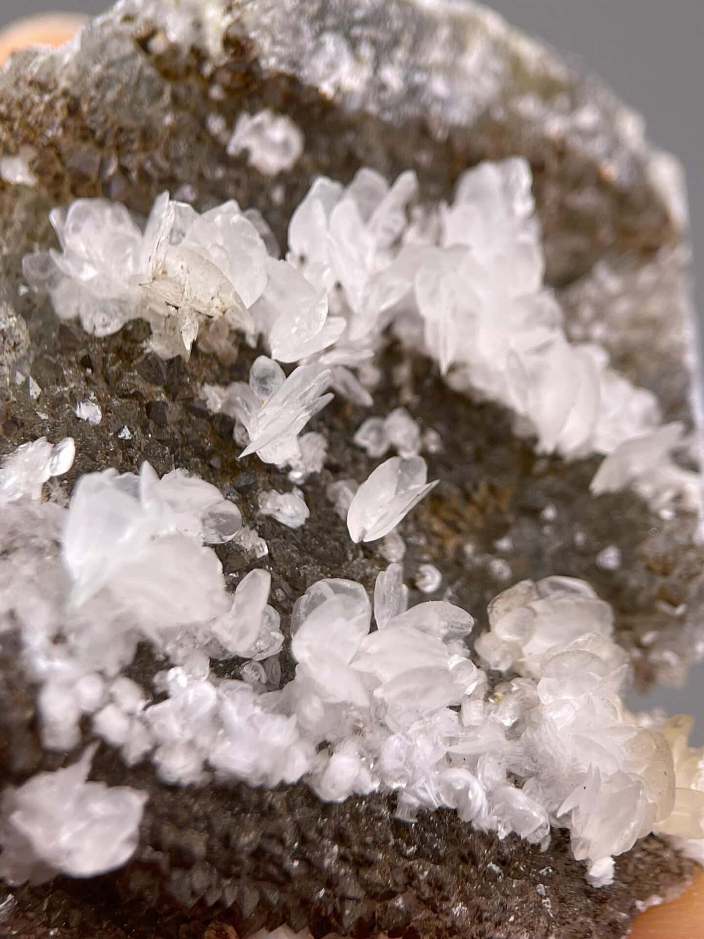 Calcite quartz cluster overhead top-down view