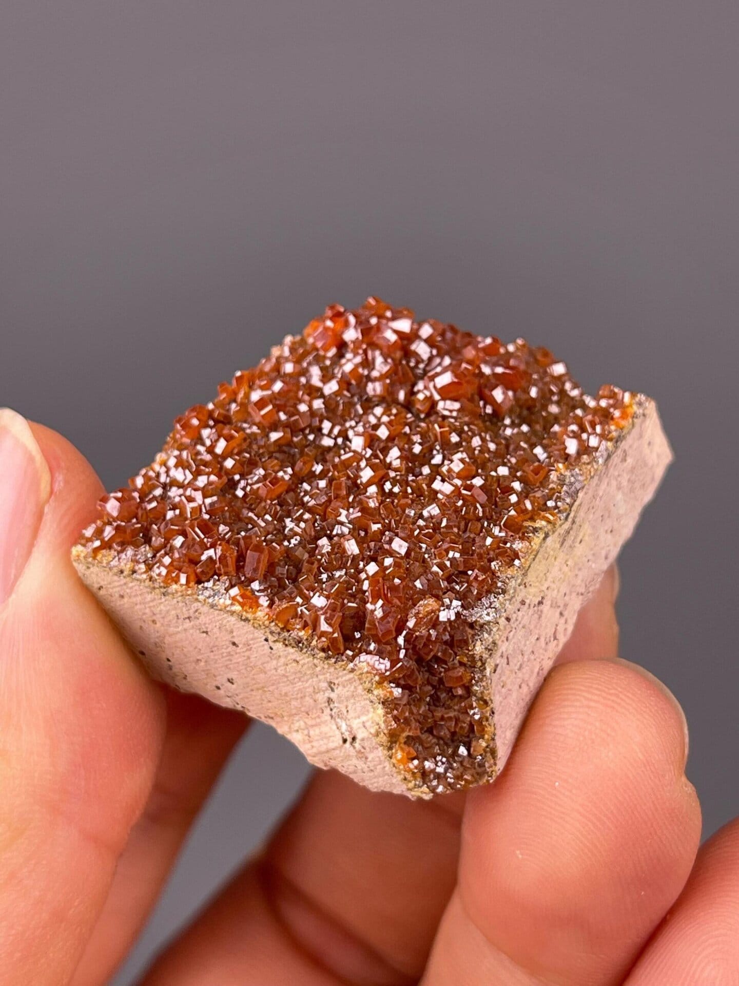 Morocco vanadinite red adamantine luster detail