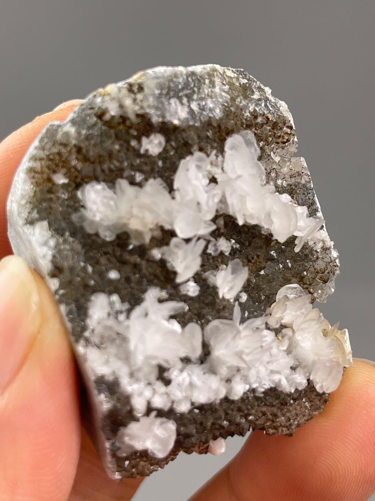 Sparkle detail quartz in calcite matrix