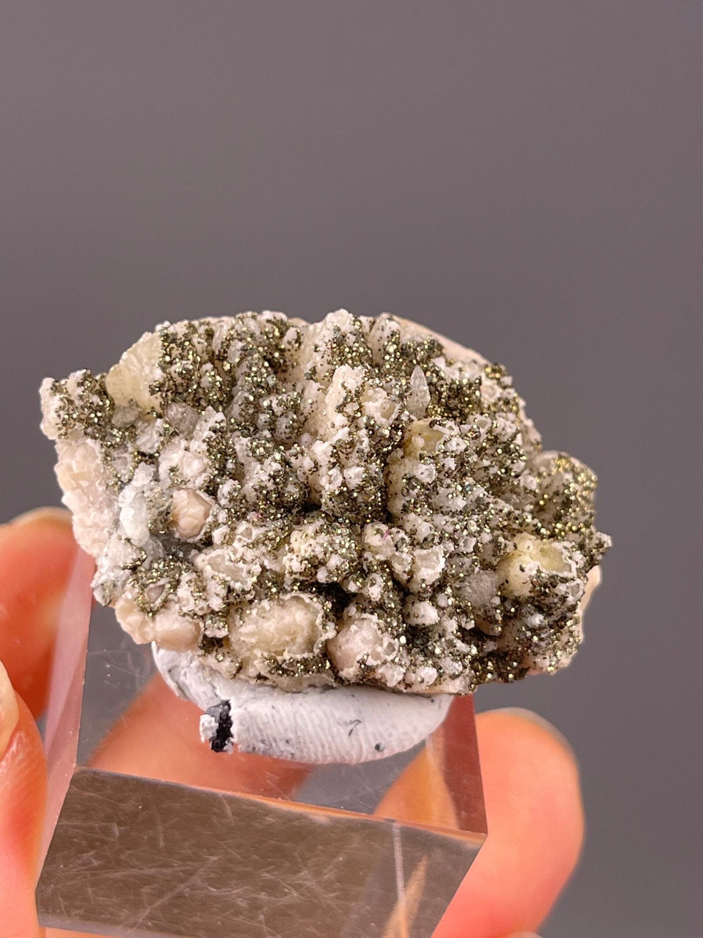 Full pyrite dolomite specimen on white background