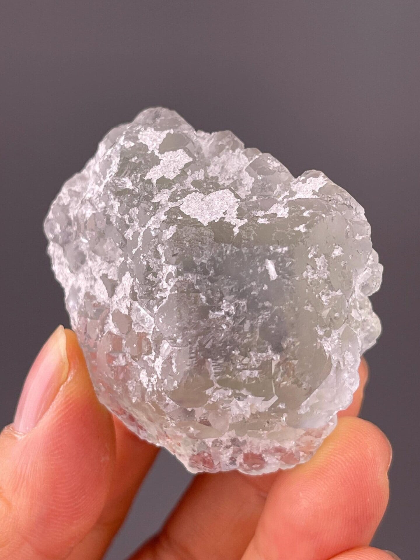 Close-up of quartz microcrystal sugar coating on fluorite