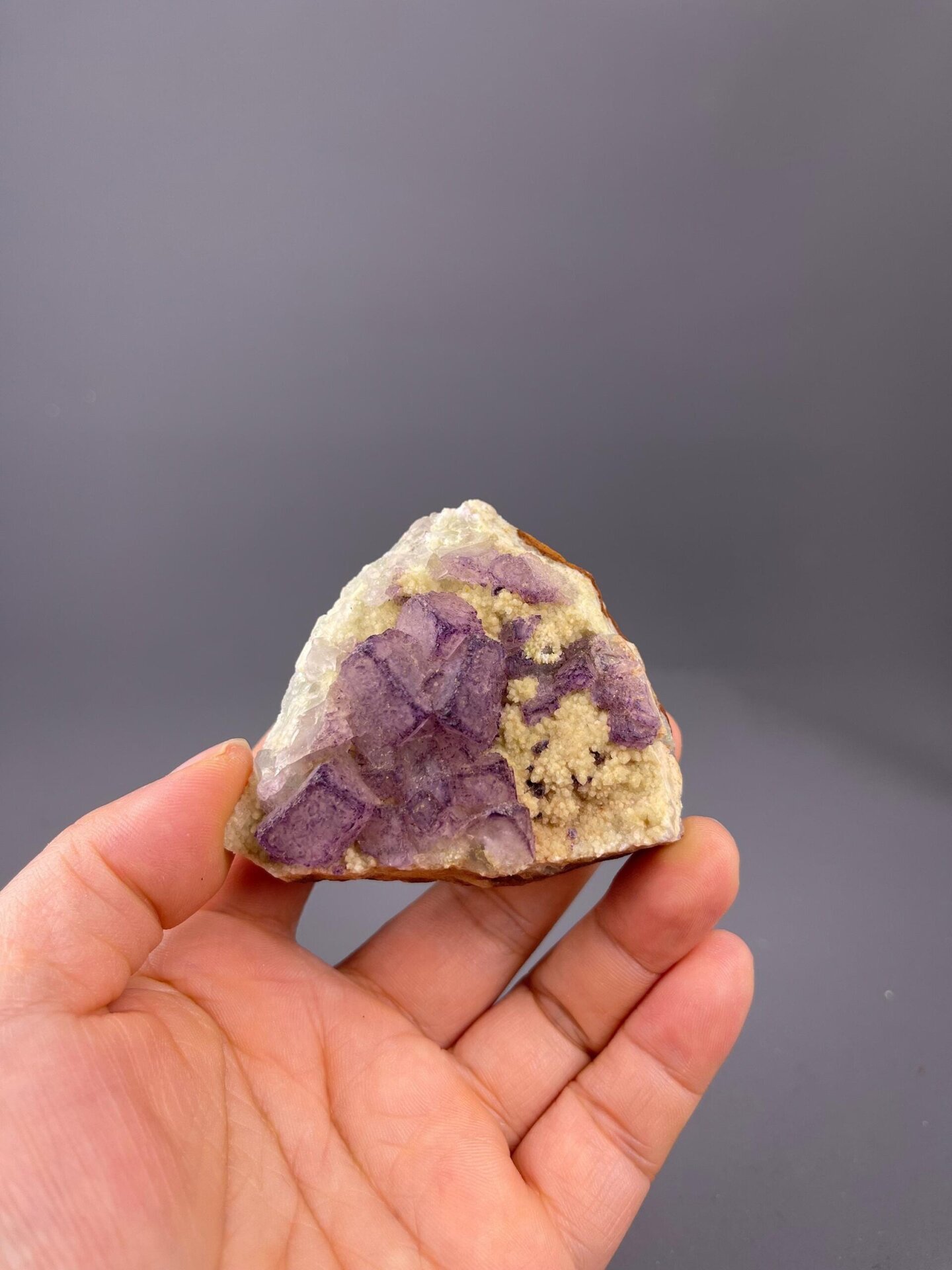 Dense interlocking cubic fluorite crystals close-up
