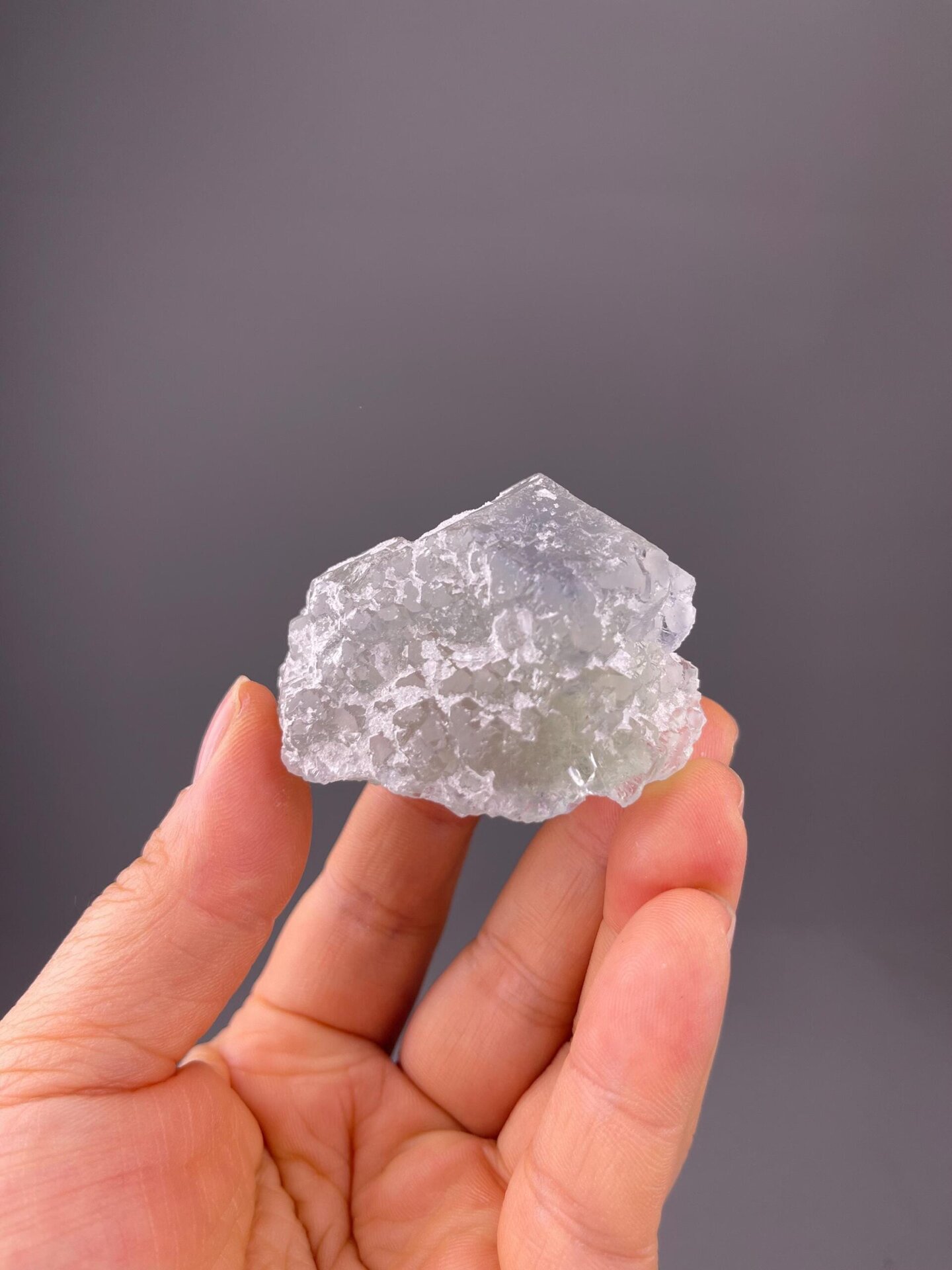 Green fluorite core visible under quartz overgrowth