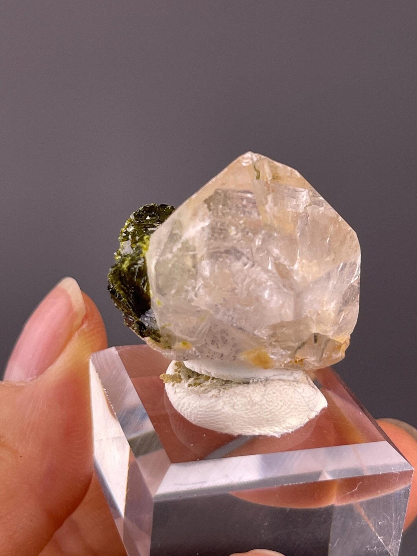 Quartz with chlorite green interior lit from behind