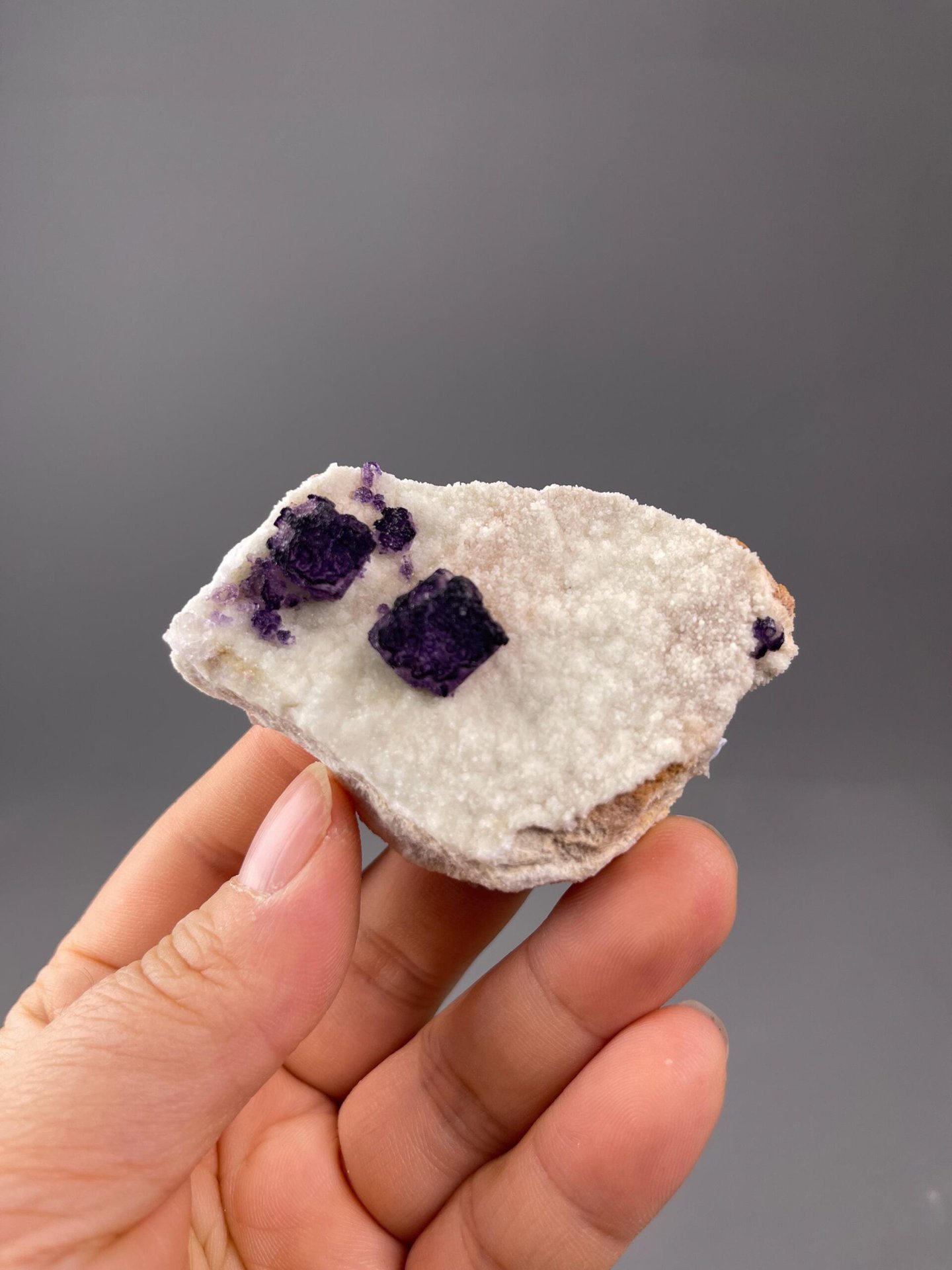 Back view of QR code patterned fluorite