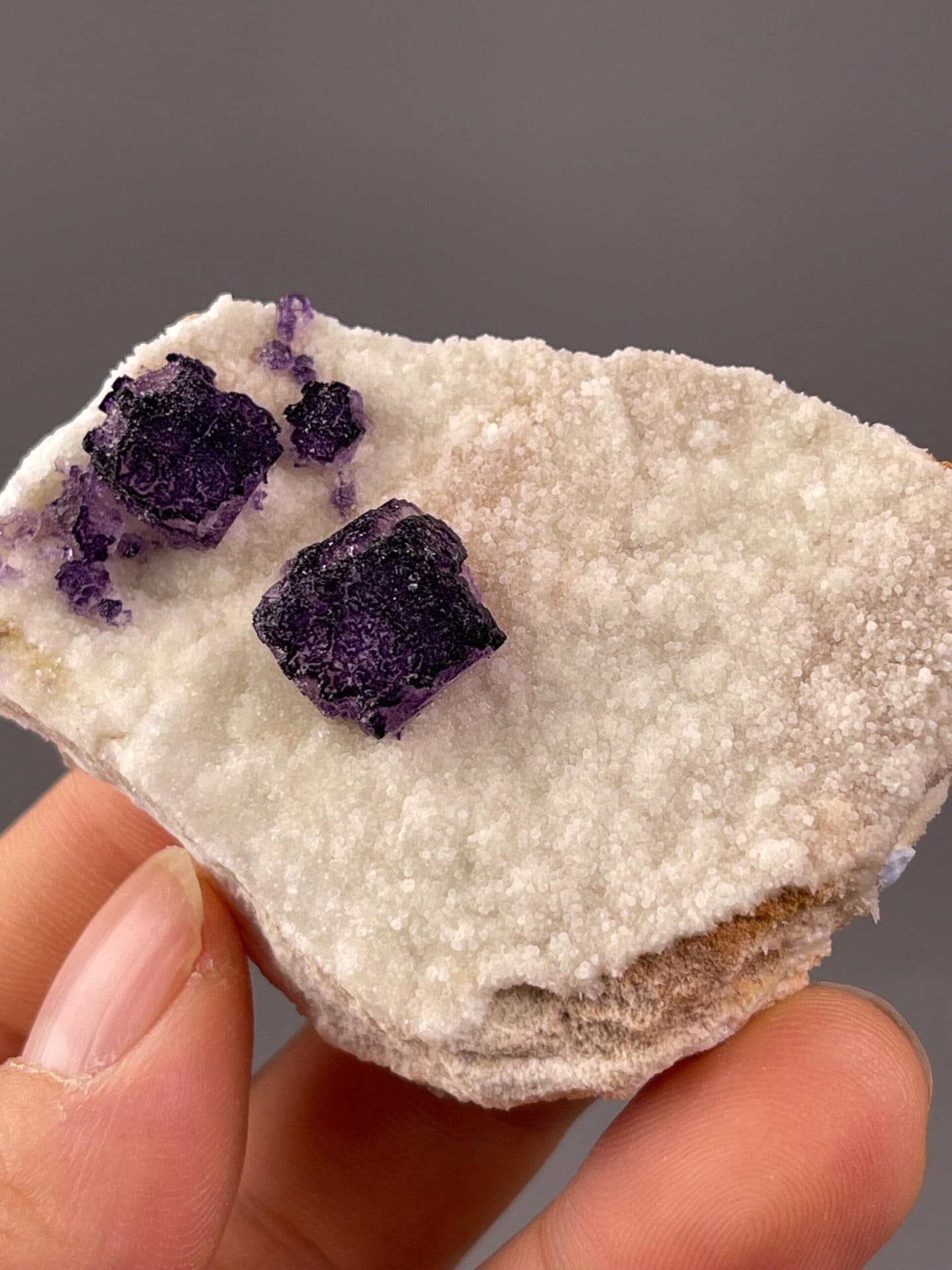 Vitreous luster on etched purple fluorite faces