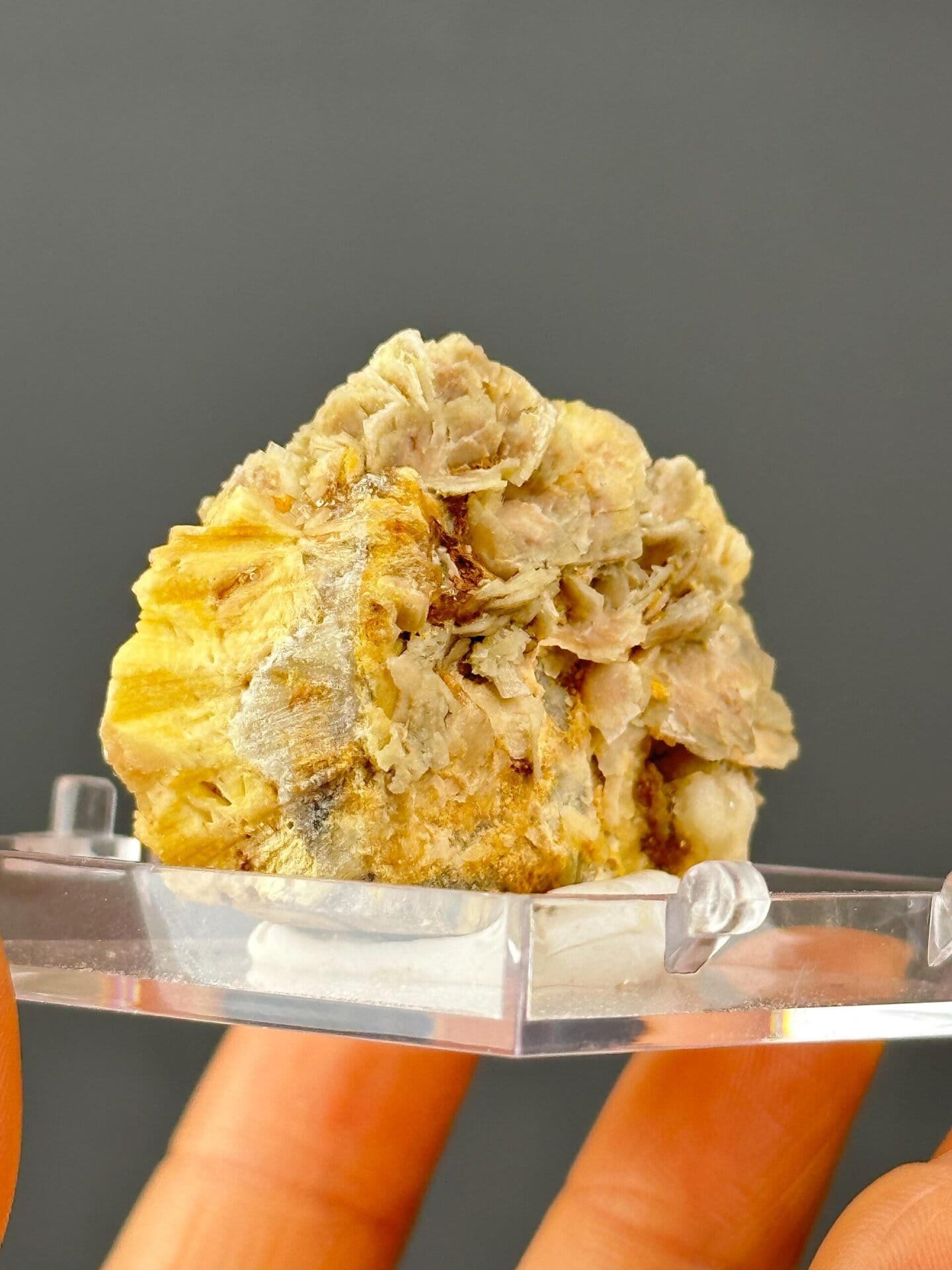 Close-up of barite crystal faces with golden color