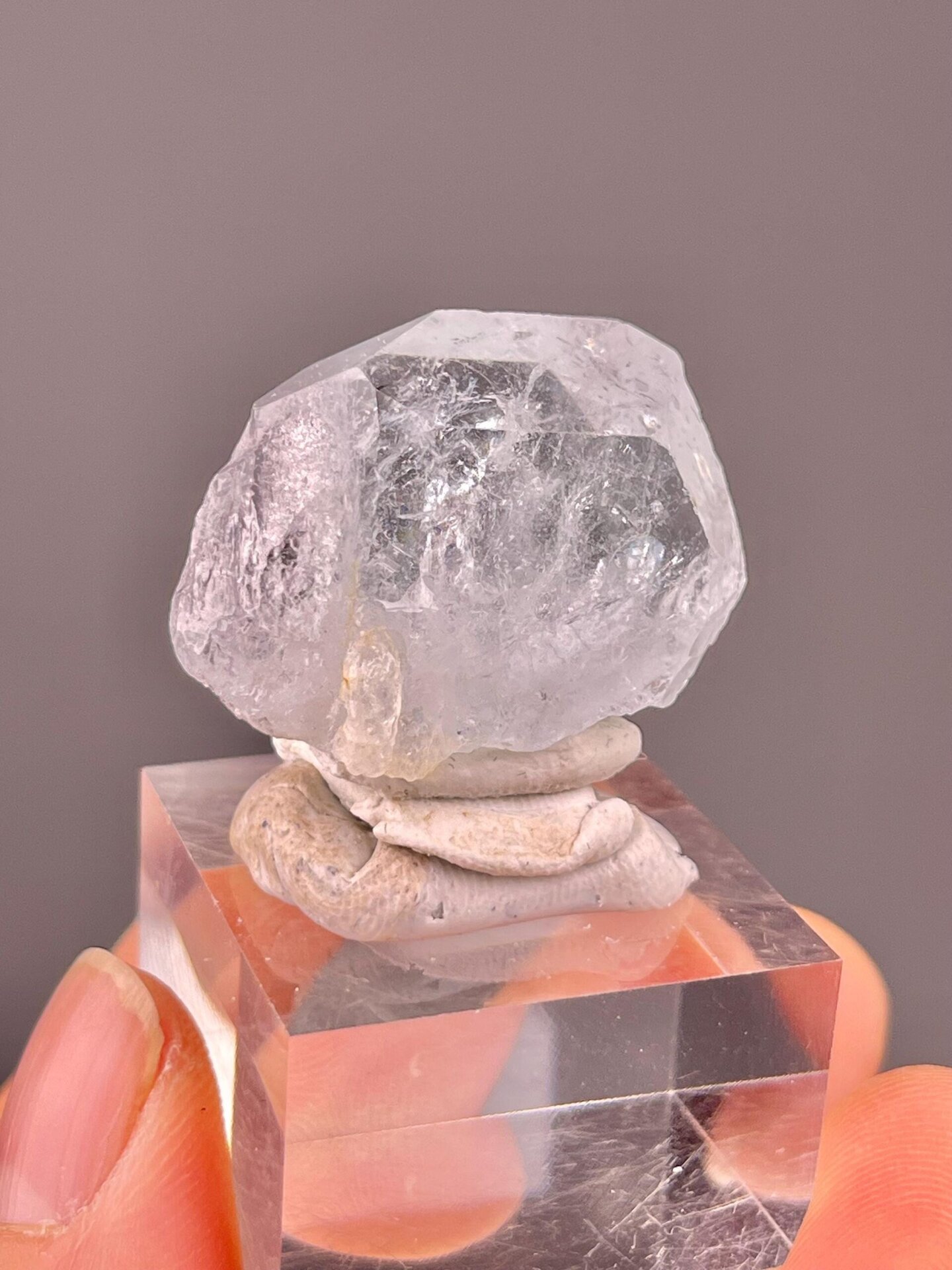 Close-up of hexagonal aquamarine crystal faces