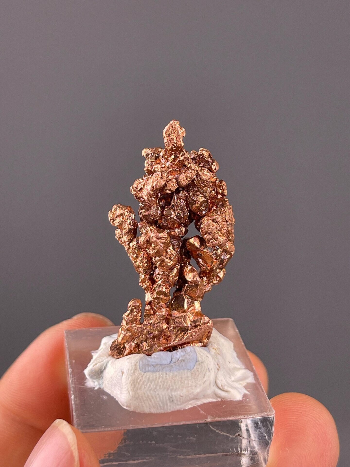 Side view of copper nugget showing natural shape