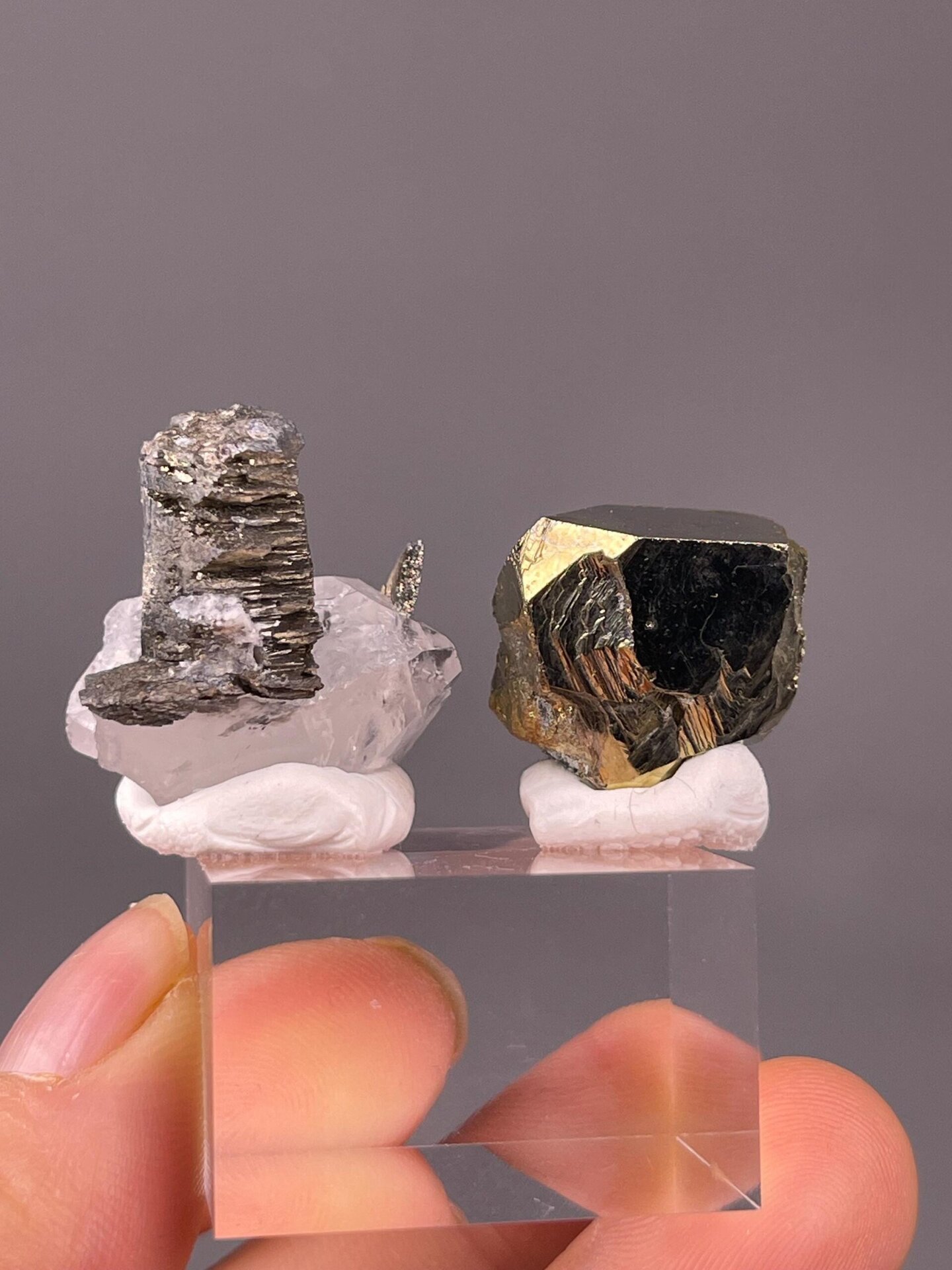 Close-up of chalcopyrite iridescent surface