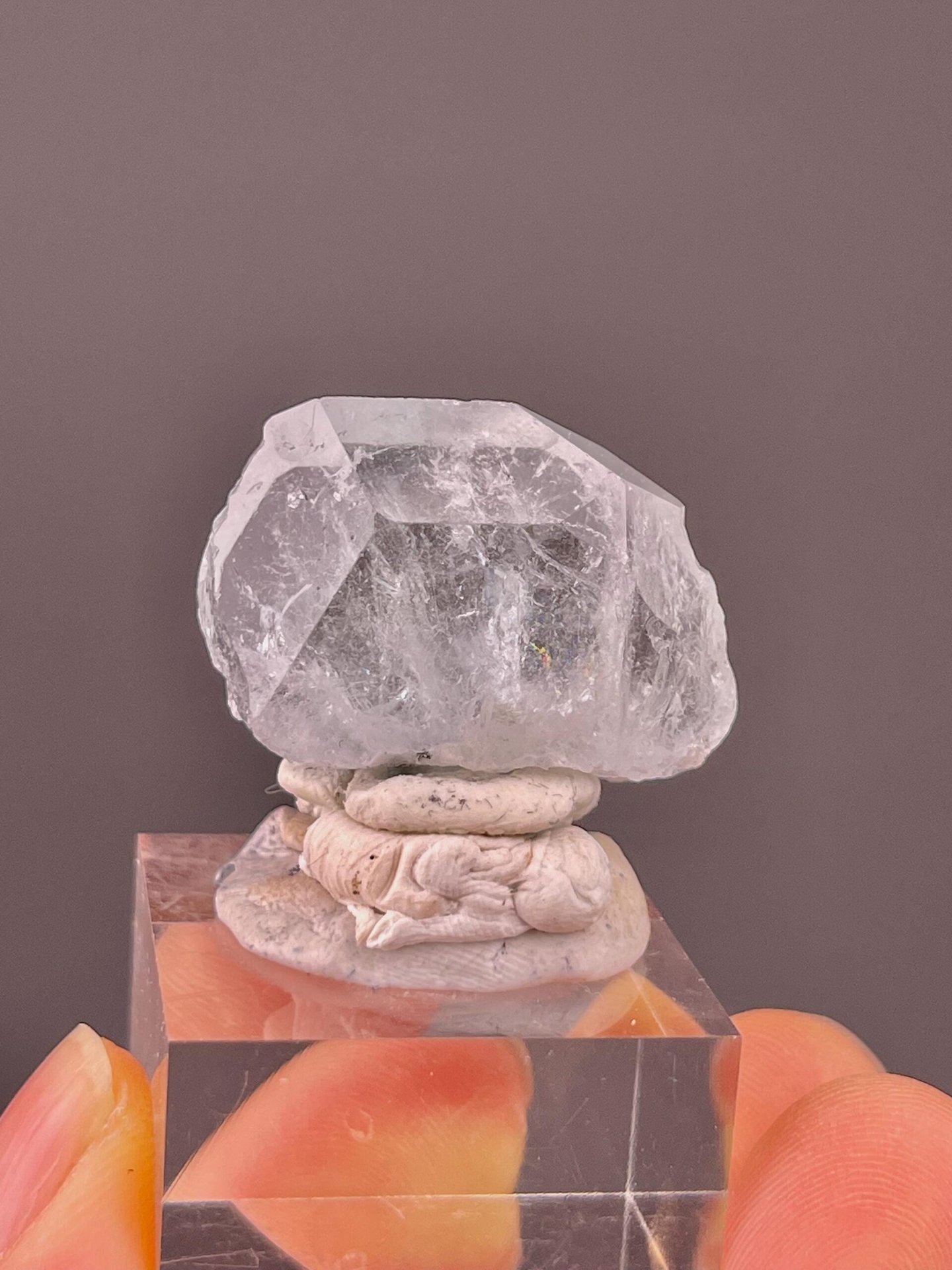Top view of hexagonal aquamarine cross-section