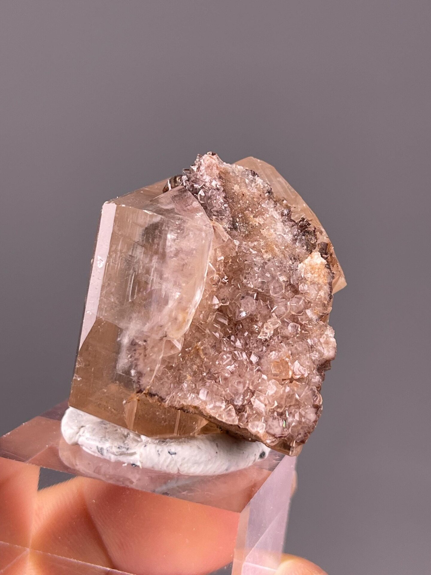Warm golden tone of honey calcite under studio lighting