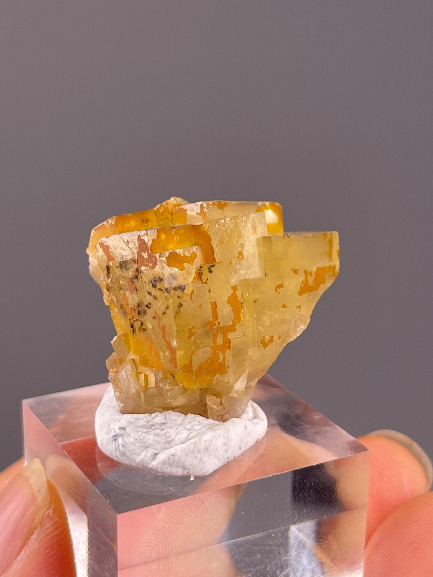 Fluorite cube cleavage and crystal face detail