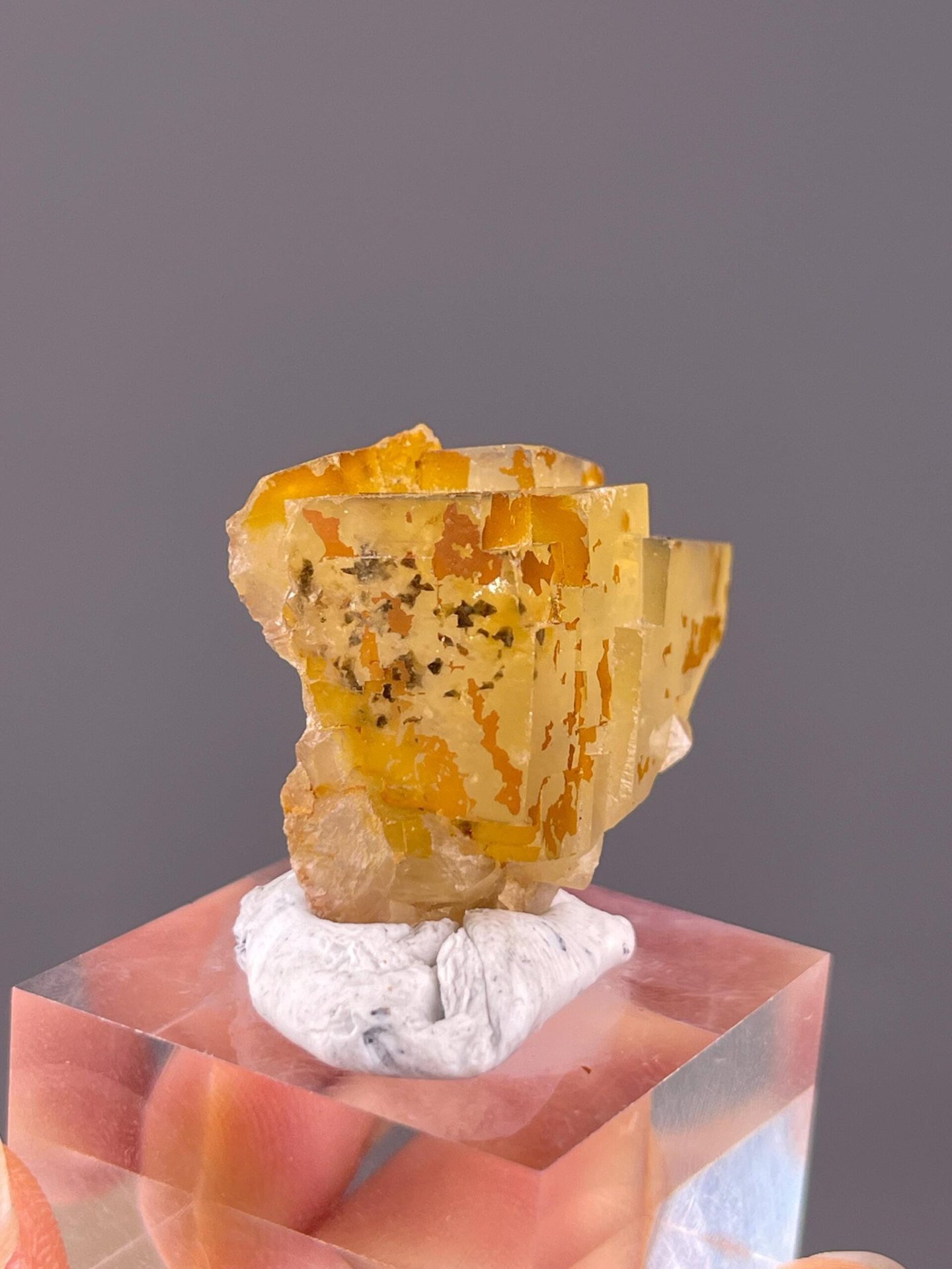 Scale reference of rare yellow fluorite cube from Beijing