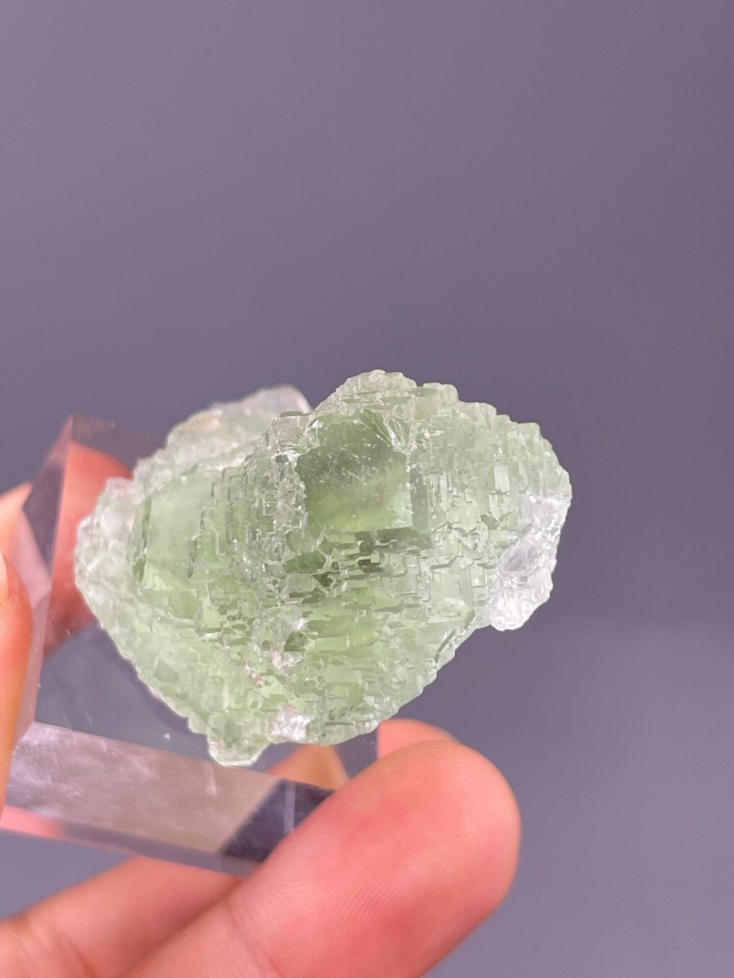 Top view showing dense quartz overgrowth on fluorite