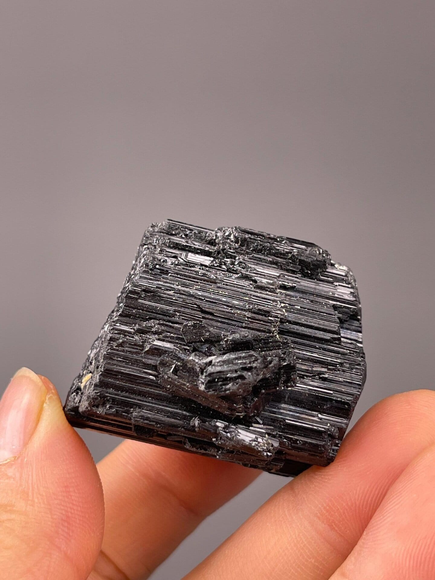 Top view of black tourmaline cluster