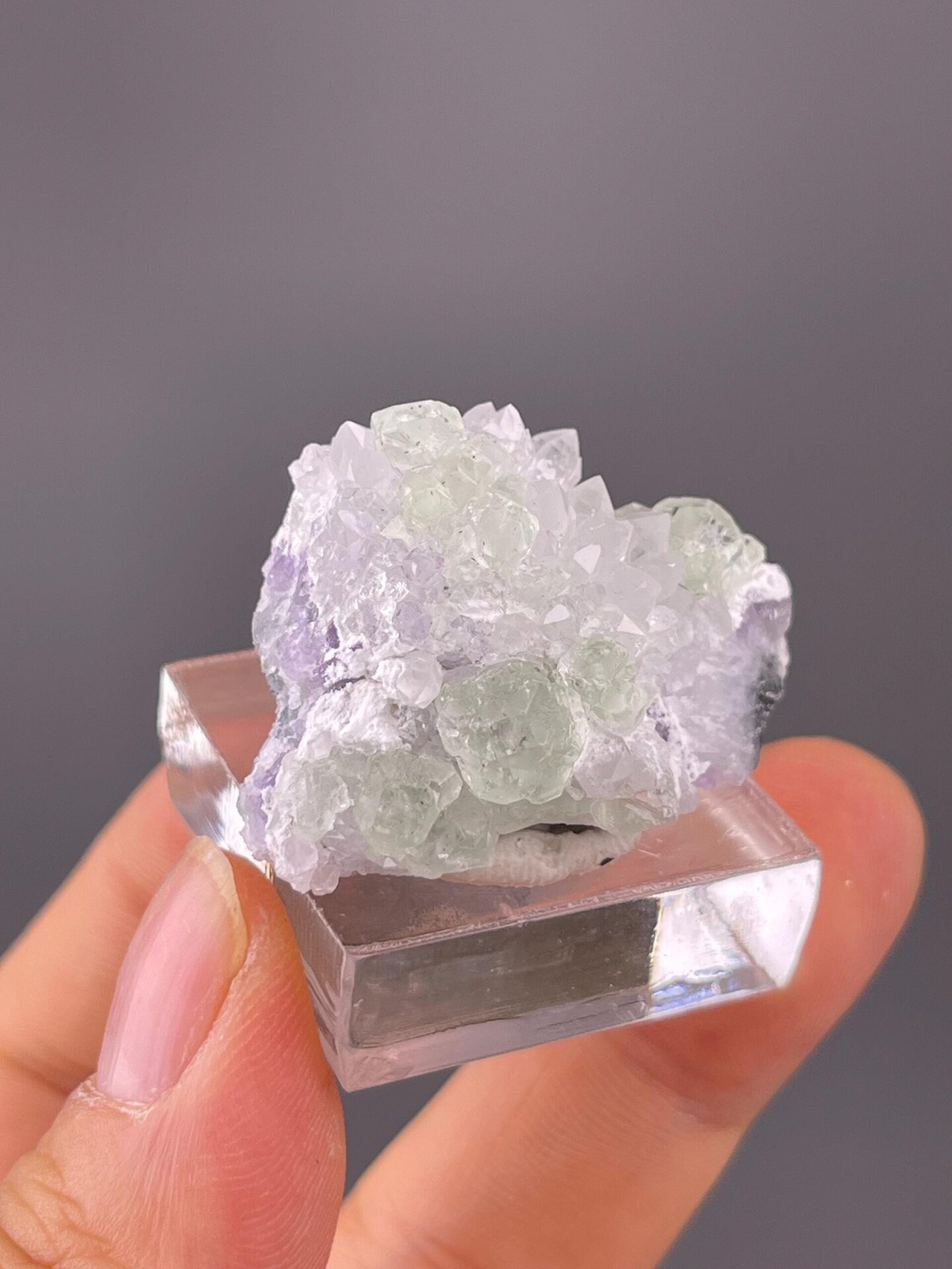 Natural green fluorite quartz specimen from Fujian
