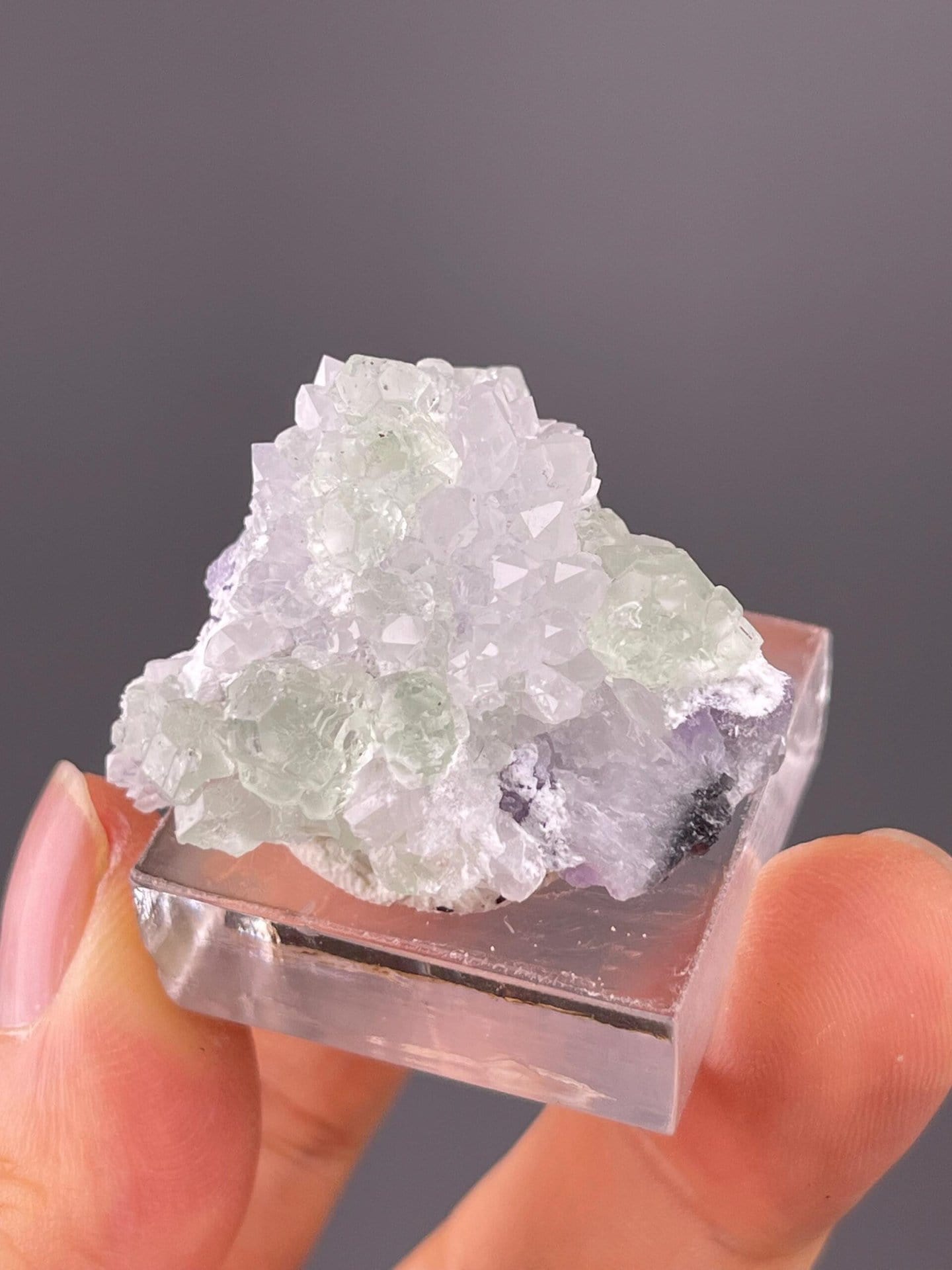 Back view of fluorite and quartz cluster