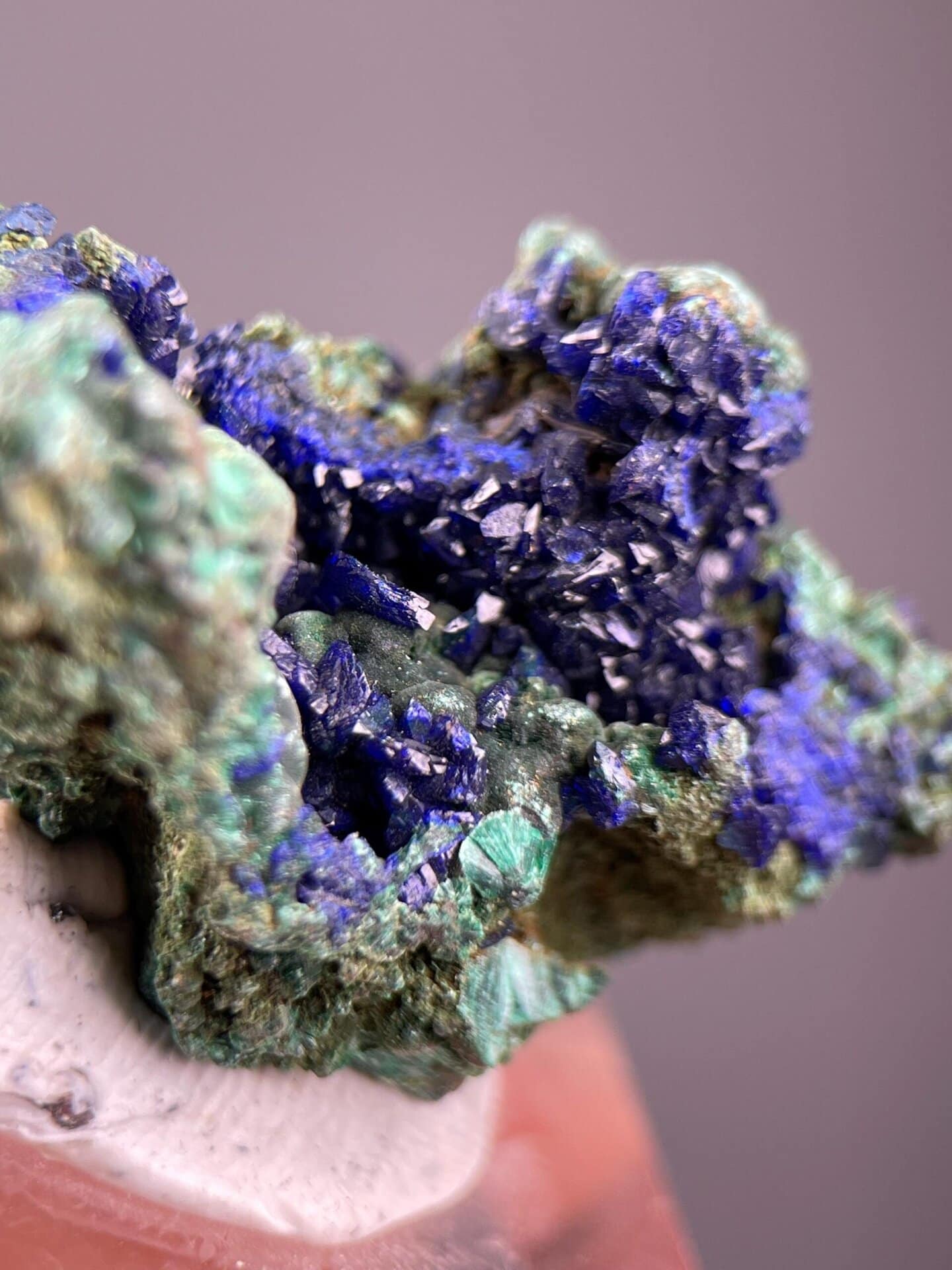 Vitreous luster detail on azurite crystals