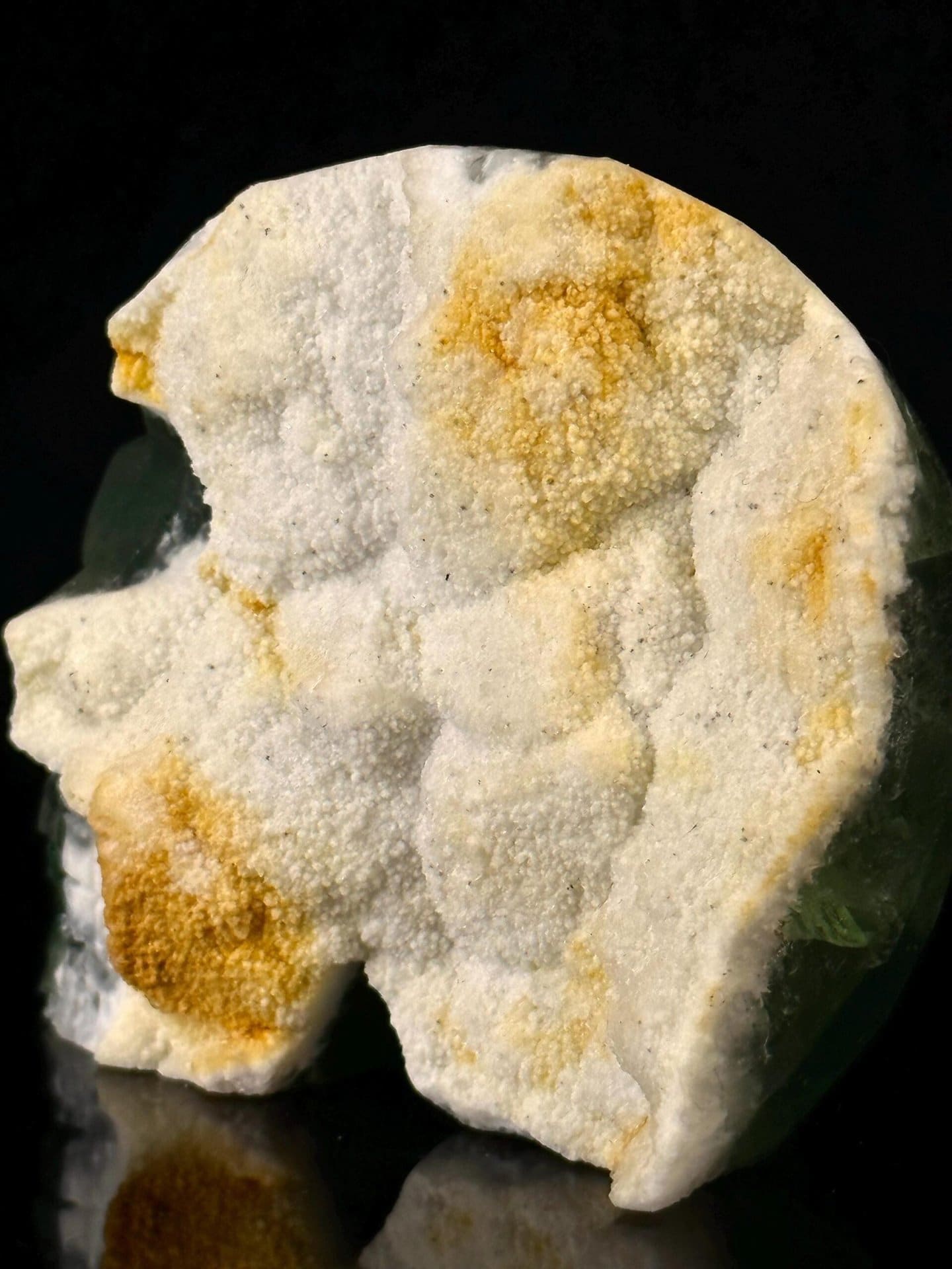 Deep green fluorite skull under studio lighting