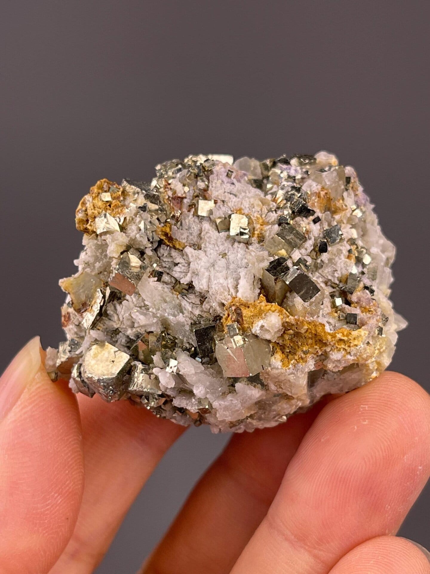Spanish pyrite cluster under studio lighting