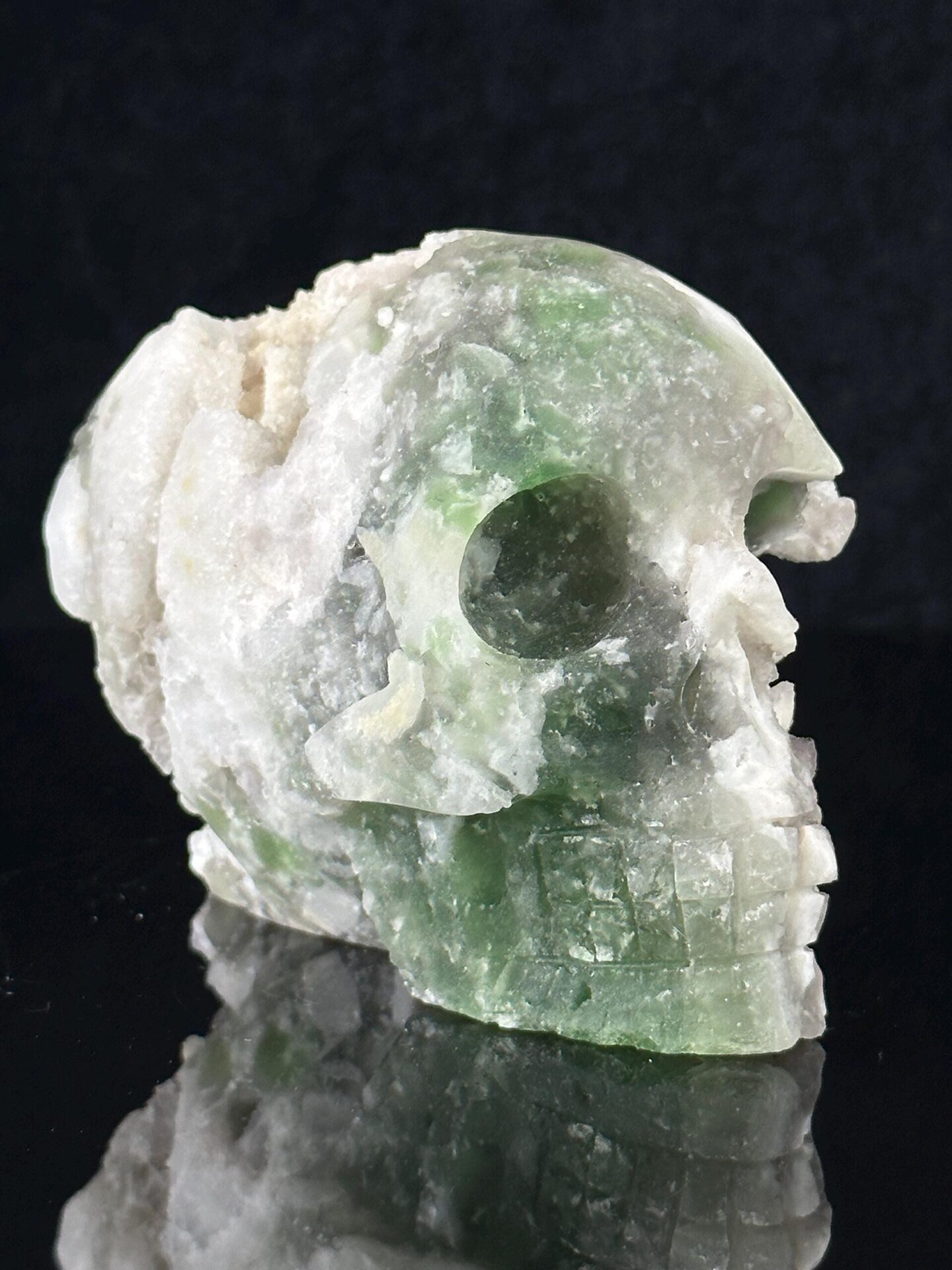 Back of fluorite skull showing geode formation