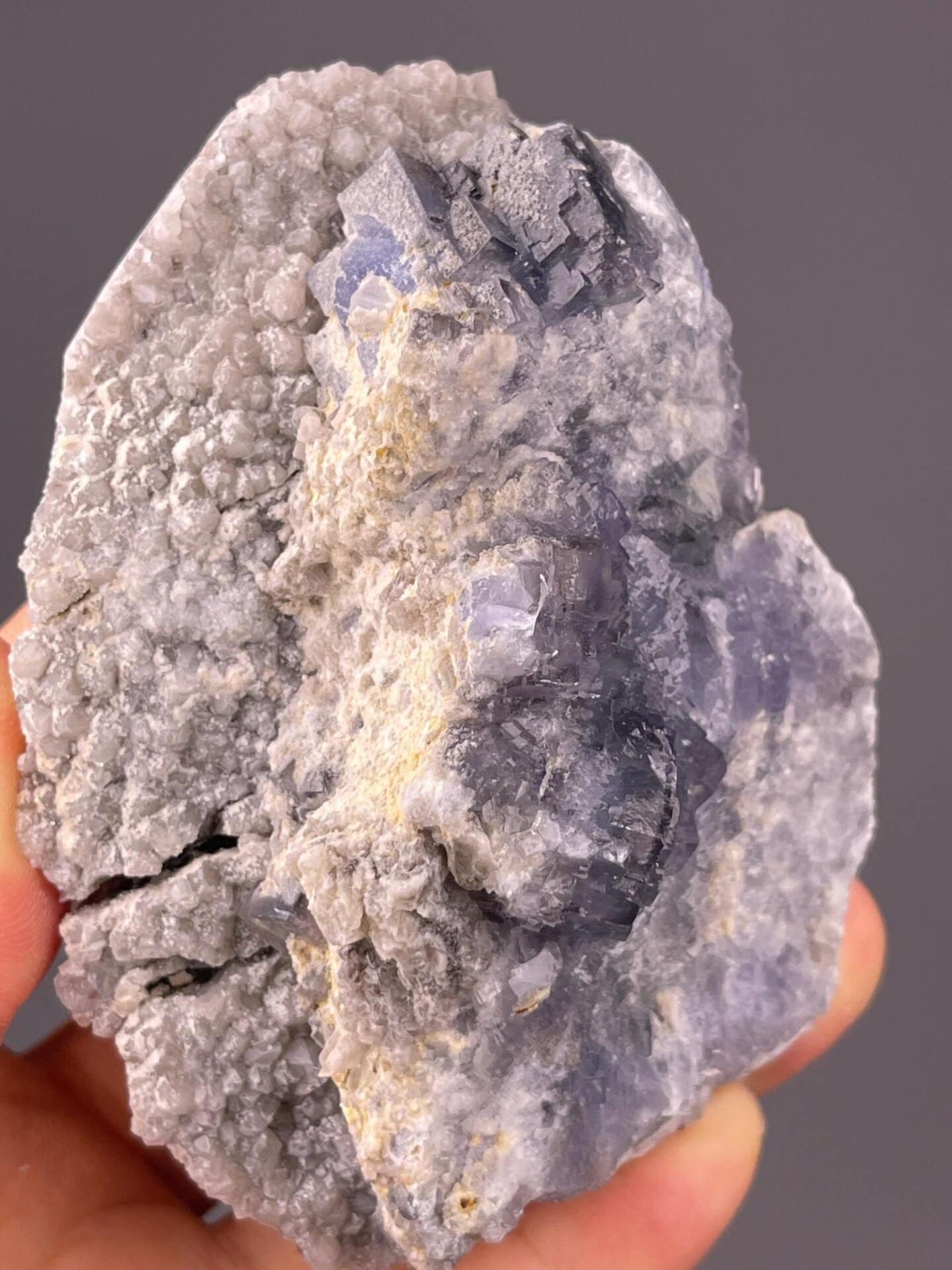 Scale reference of large tanzanite-blue fluorite cluster