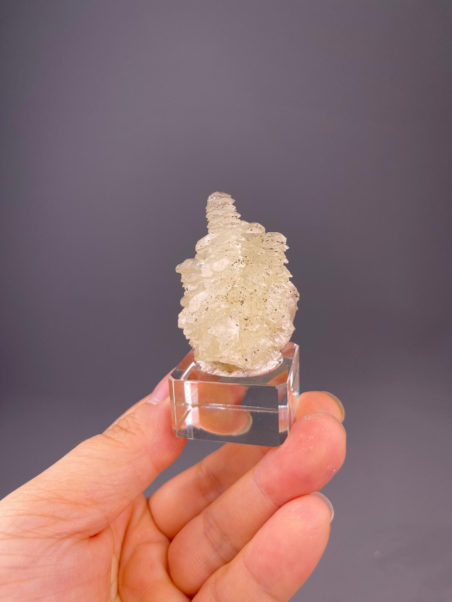 Side view of calcite tower showing elongated habit