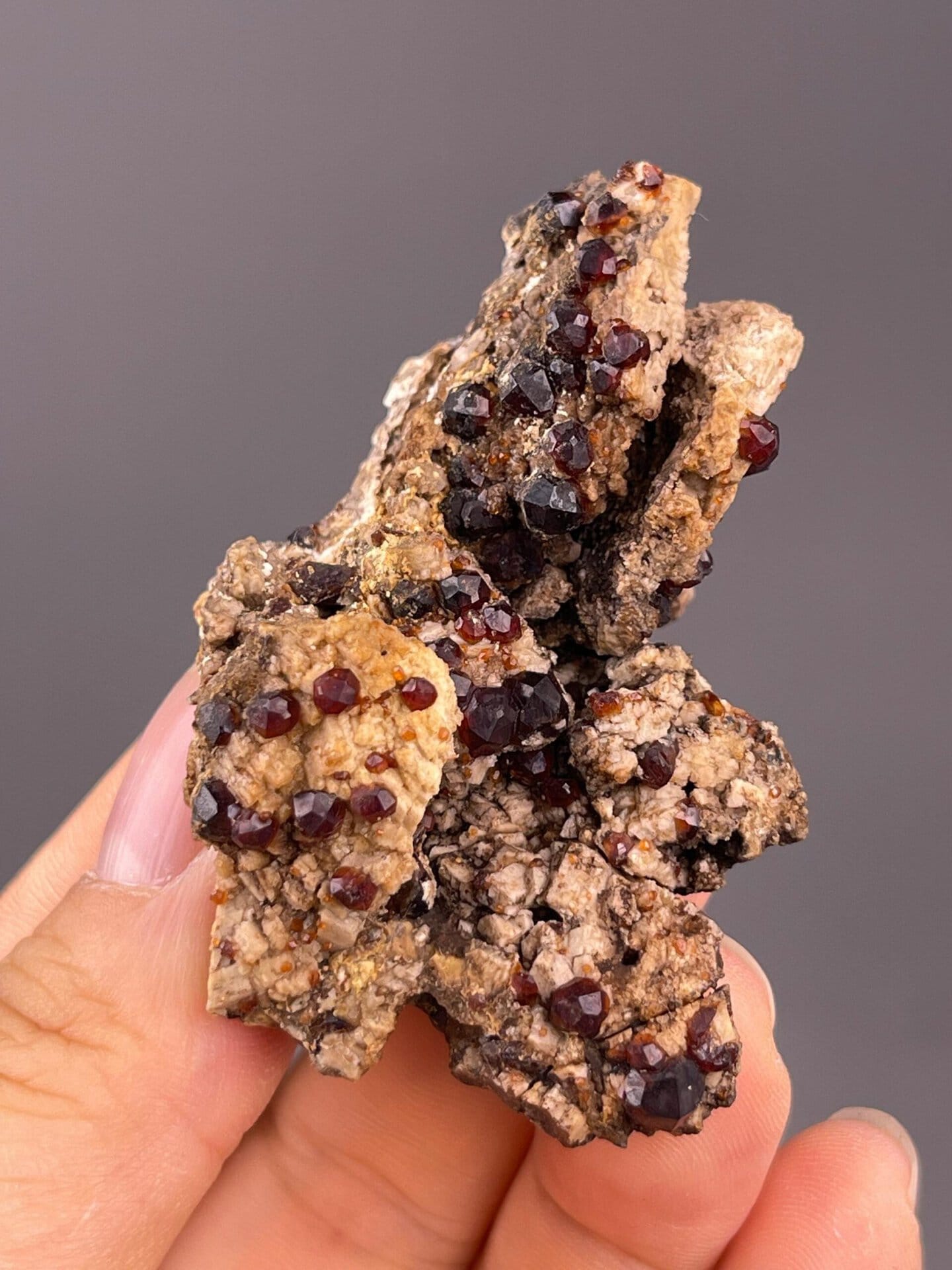 Individual garnet crystal showing 12-faced habit