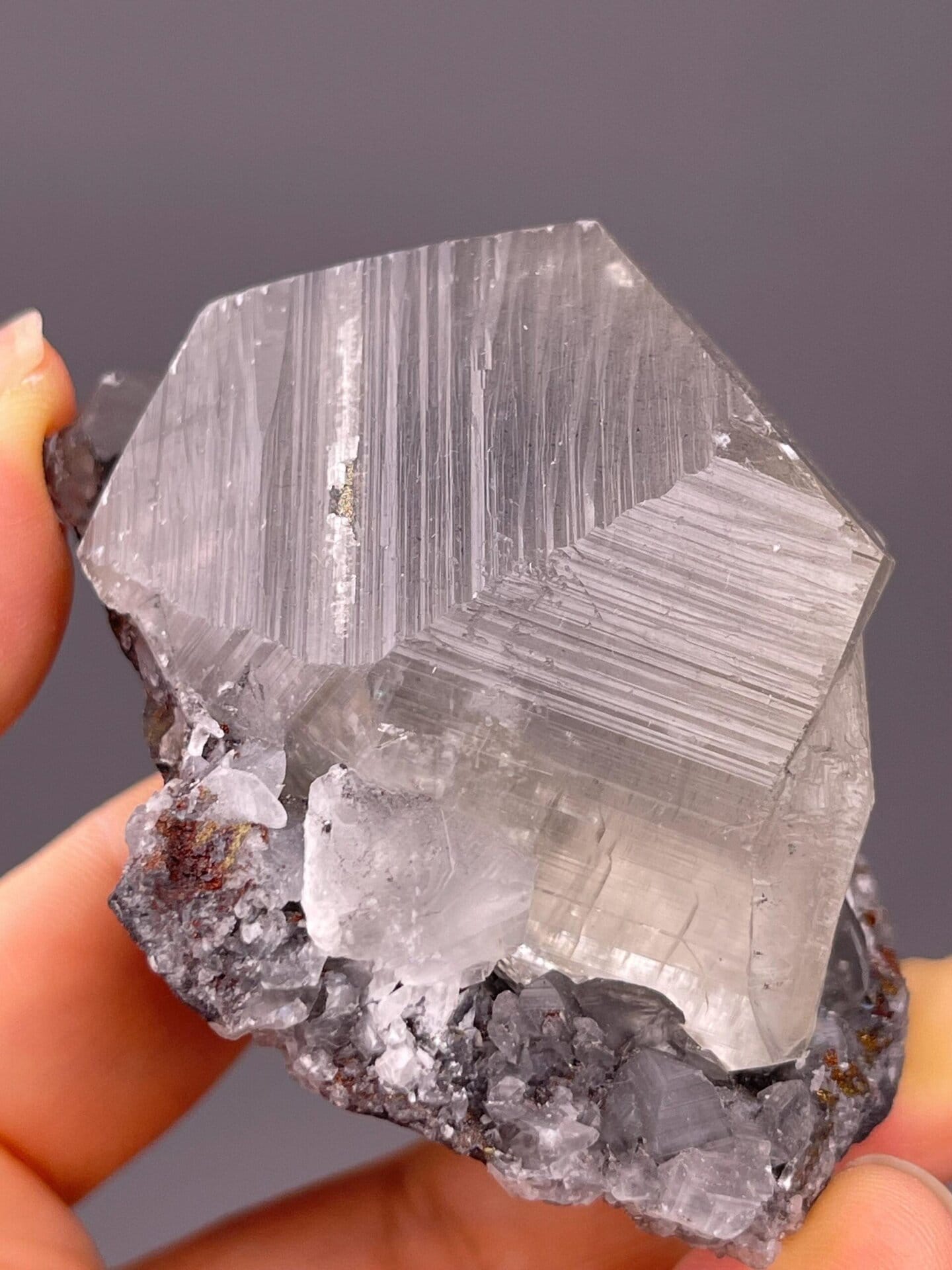 Base view of large calcite rhombohedron
