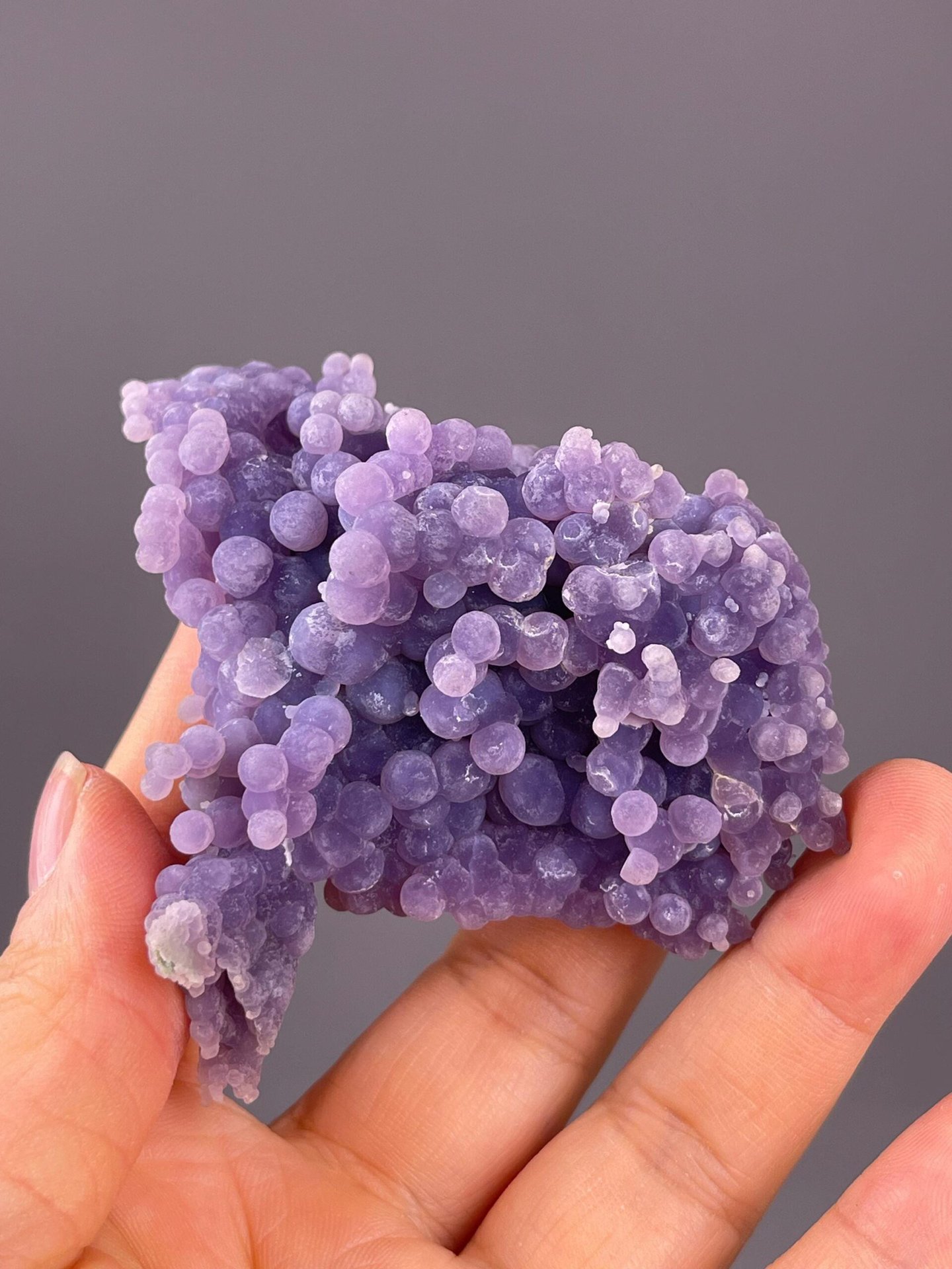 Waxy luster detail on grape agate surface