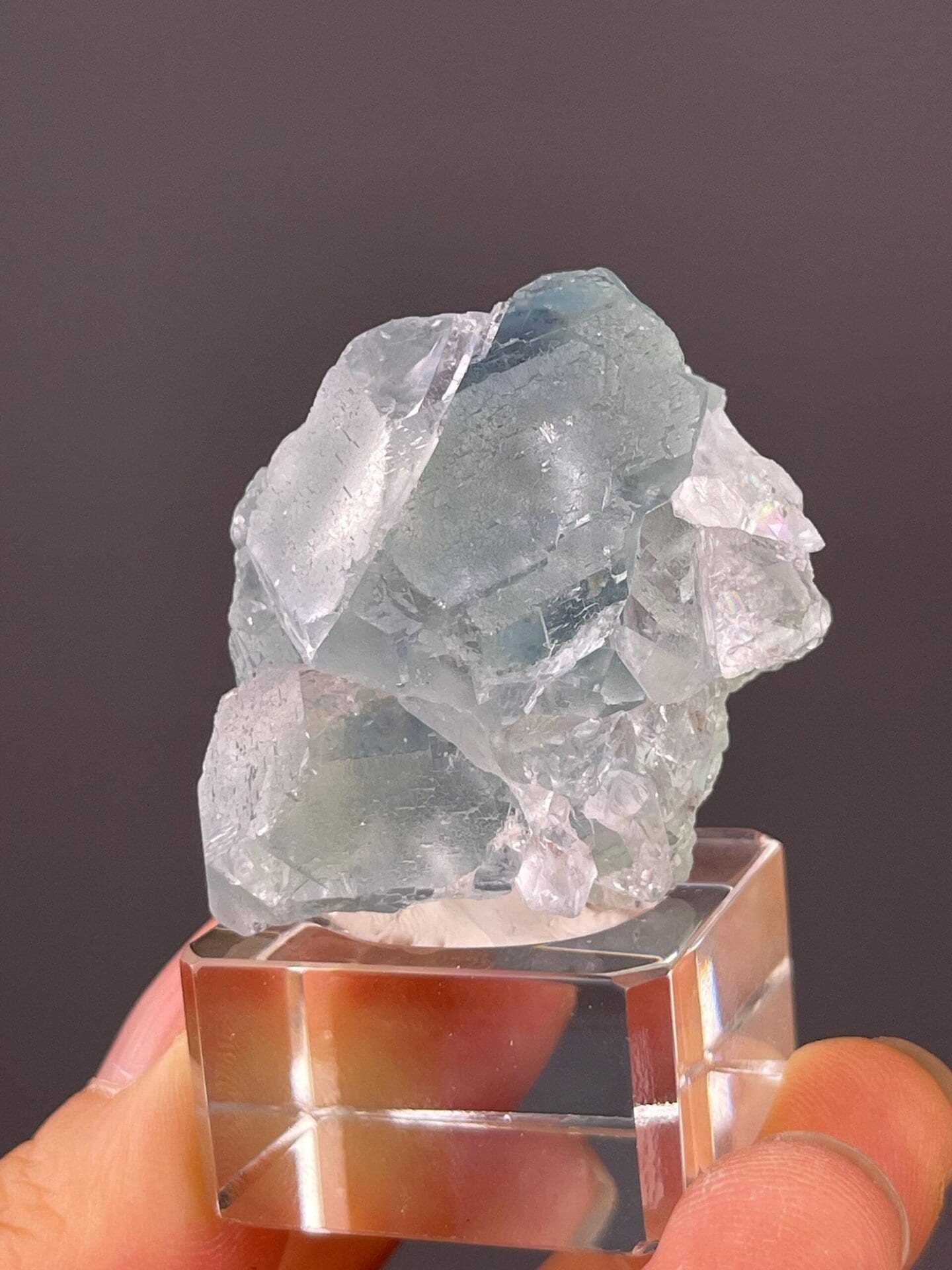 Close-up of fluorite showing icy blue zoning