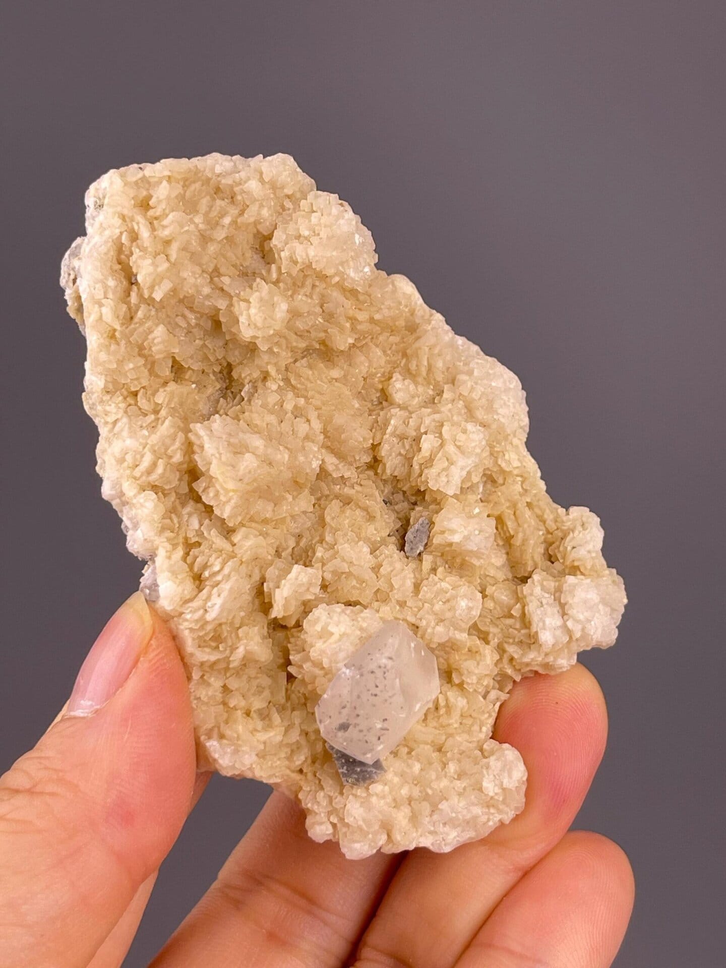 CaF₂ cubic fluorite on CaMg(CO₃)₂ dolomite, Mohs 4, China, 2.29 oz