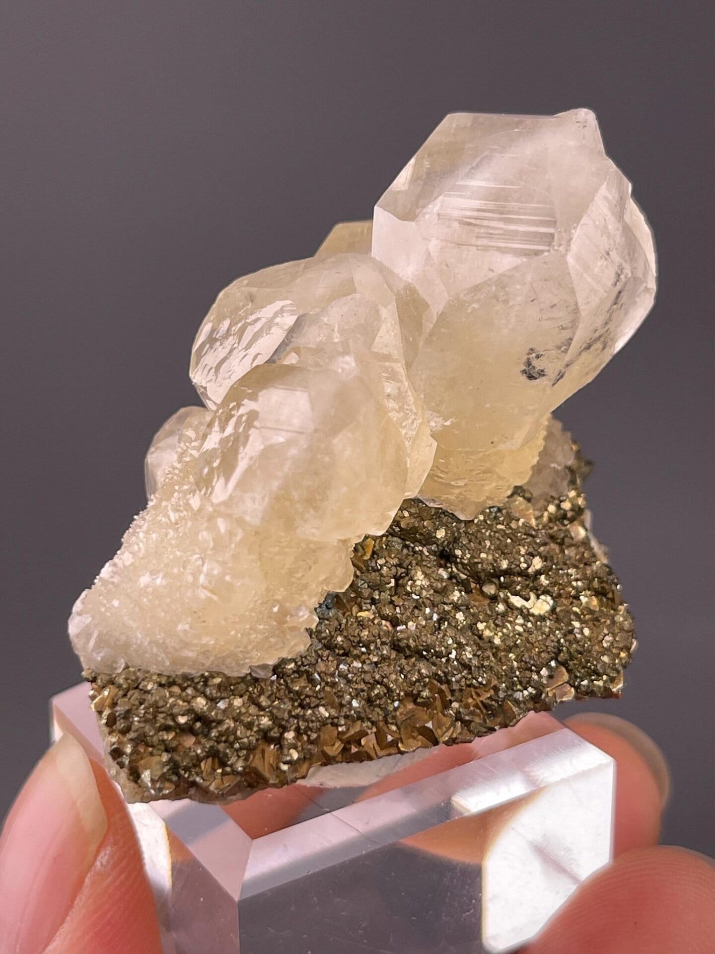 Back view of Chenzhou calcite-pyrite specimen