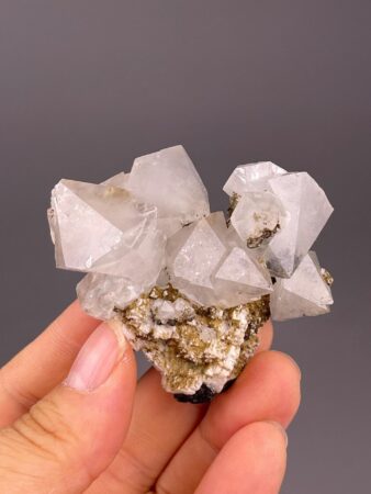 White Fluorite Octahedron - Unique Matrix-Attached Gem - Daye, China - Collector's Mineral Specimen