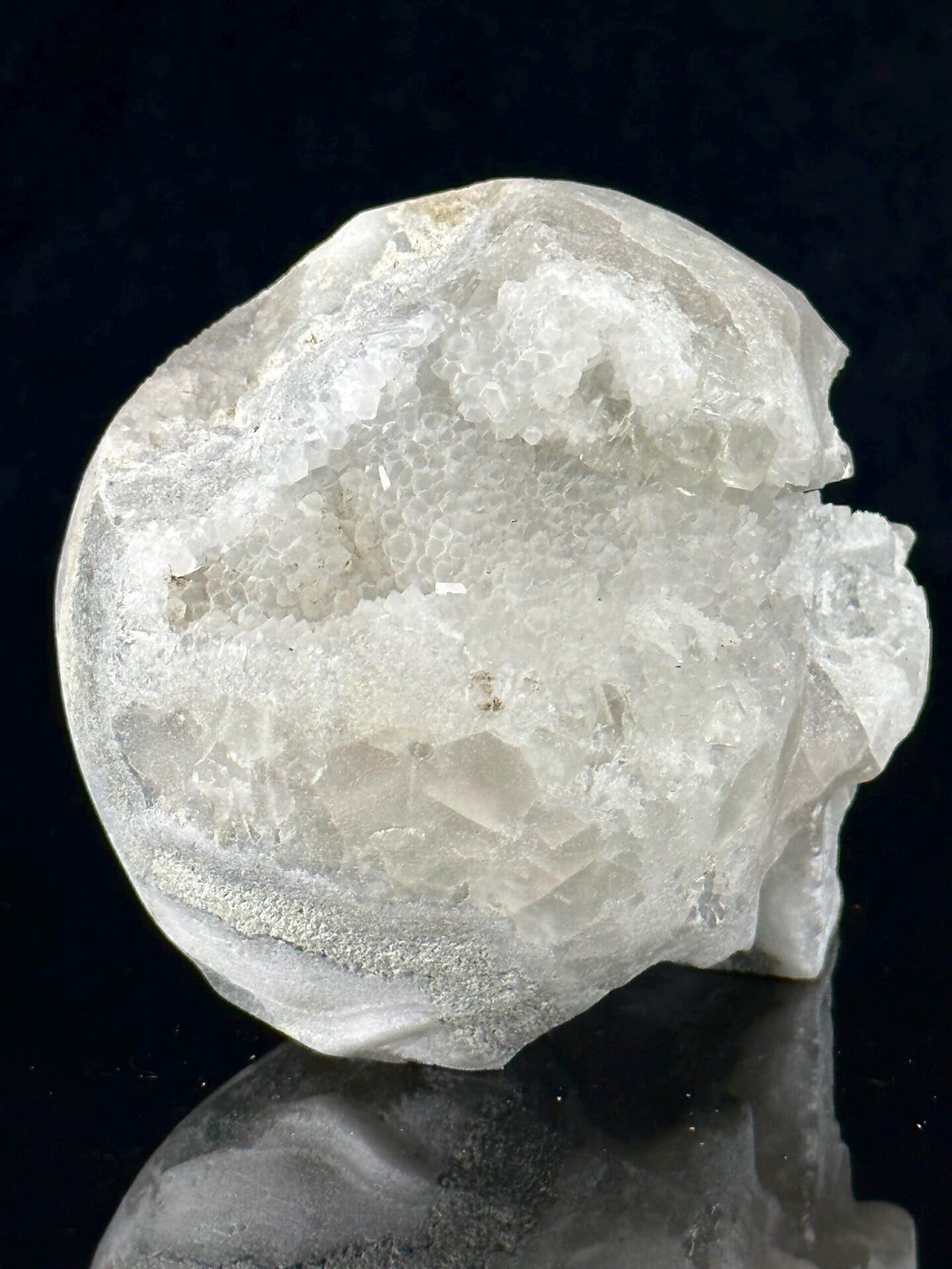 Top view of fluorite skull showing crystal formation