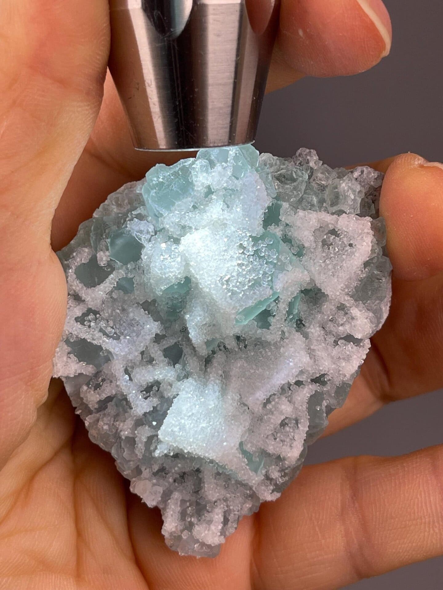 Detail of druzy quartz texture on fluorite surface