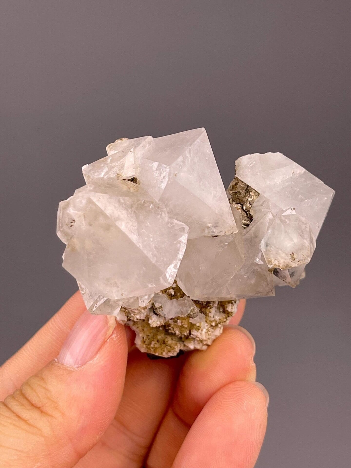 Back view of white octahedral fluorite, Daye Mine, Hubei