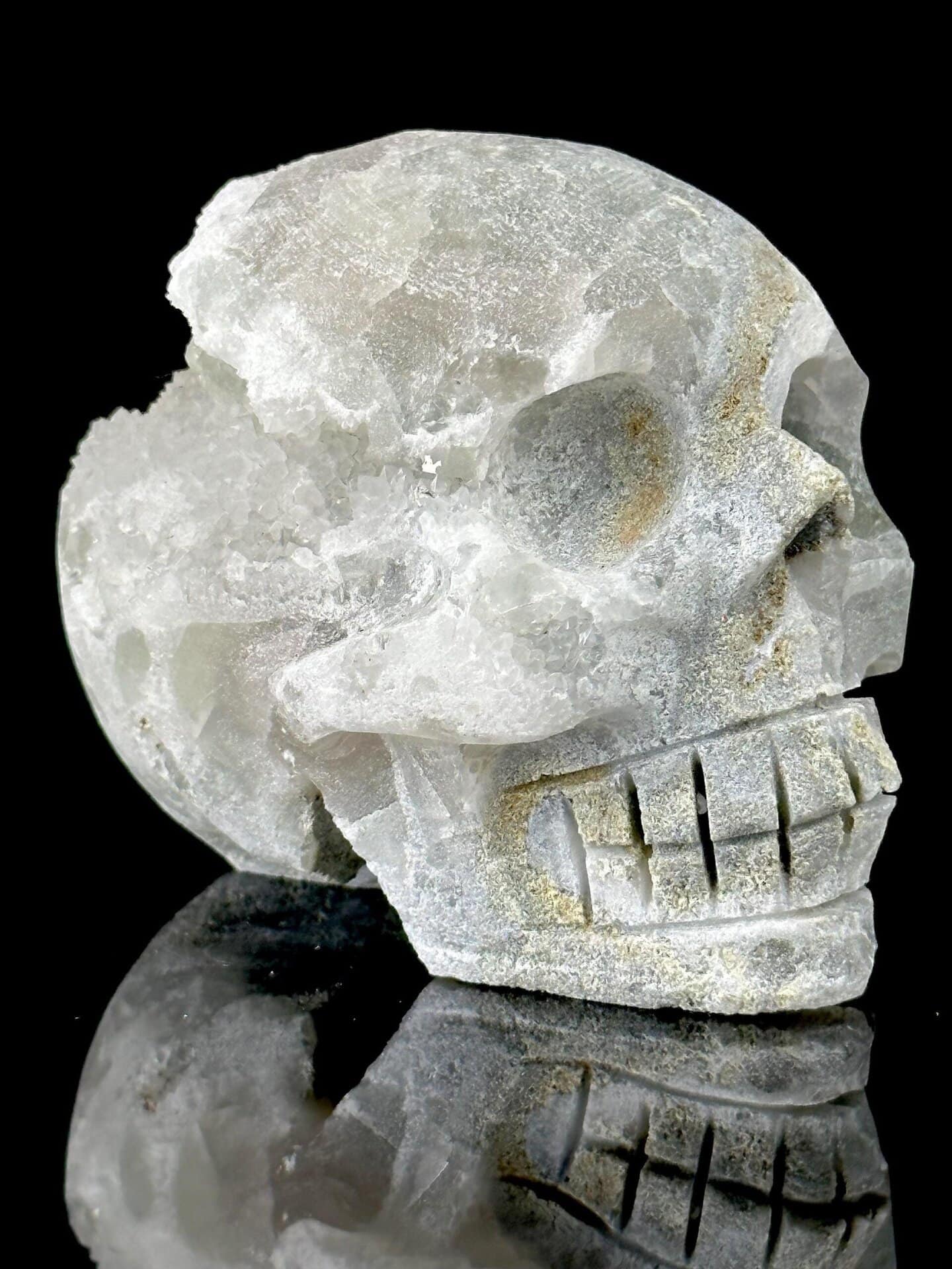 Detail of fluorite carving and quartz crystal interior