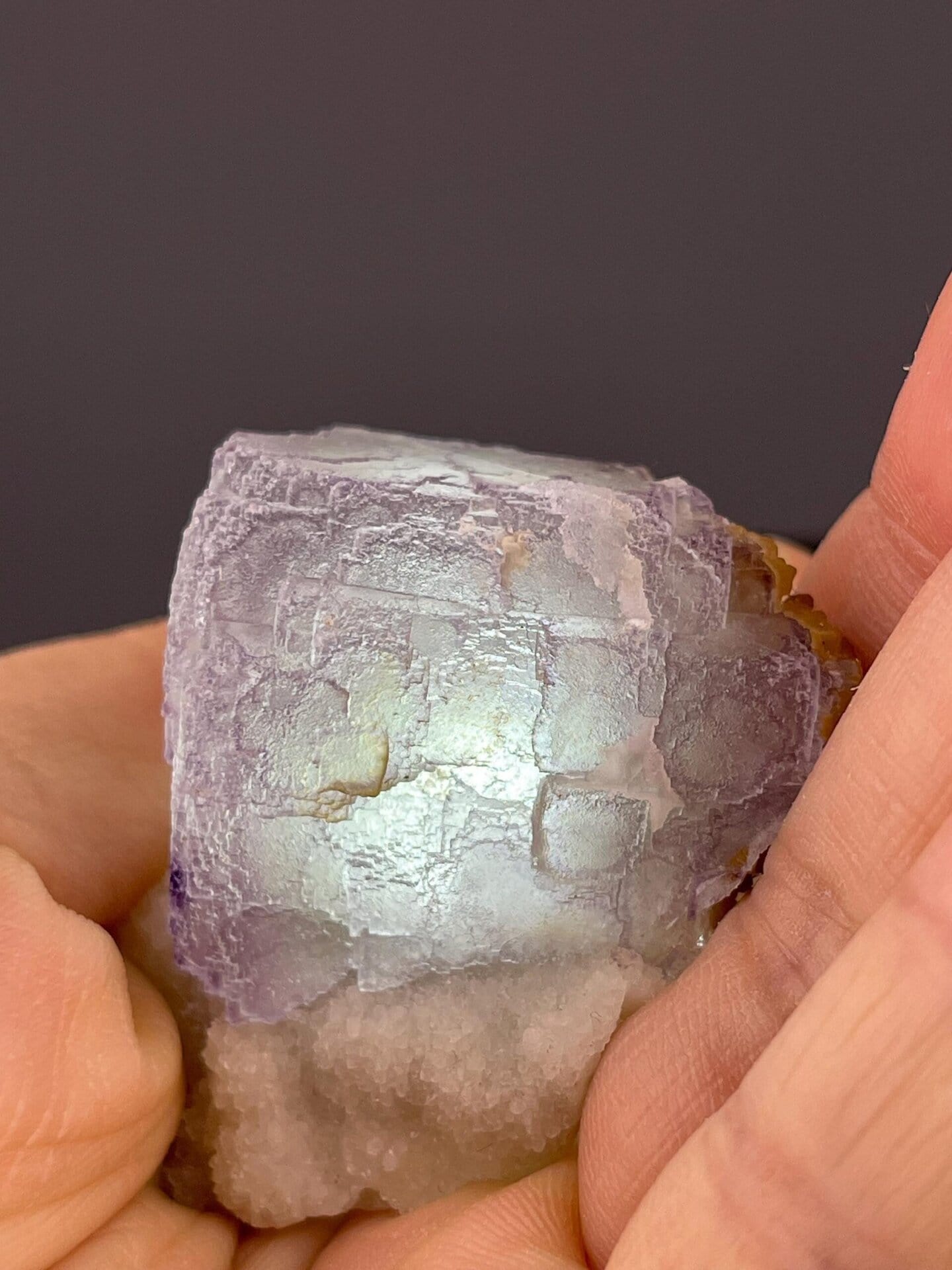 Purple fluorite cube with QR-code formation, Guizhou, China
