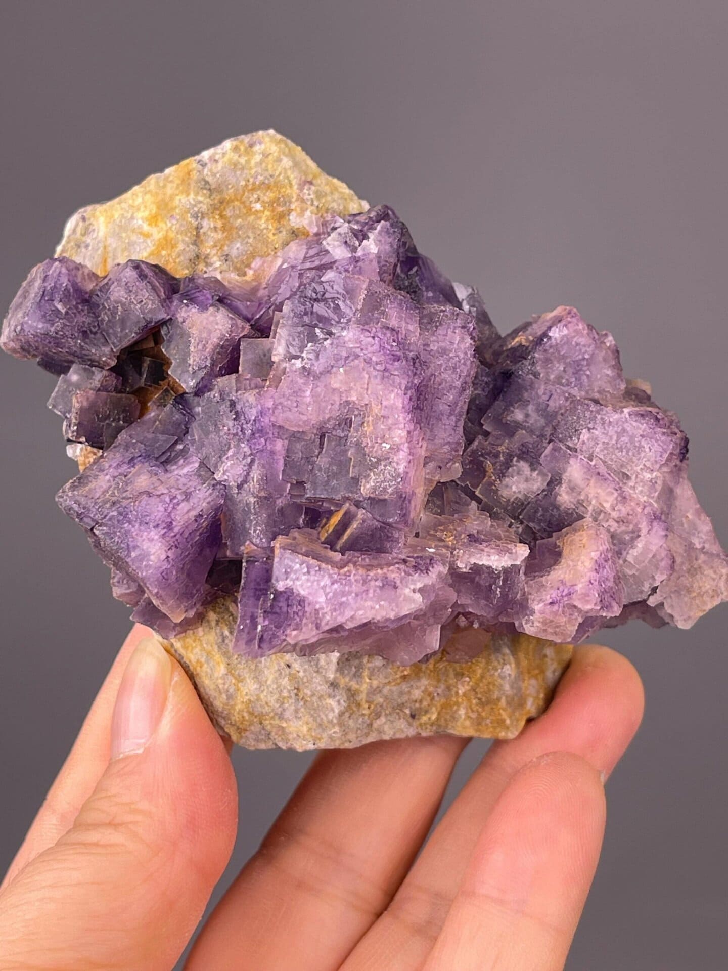Deep purple etched fluorite cluster from Guizhou Province, China