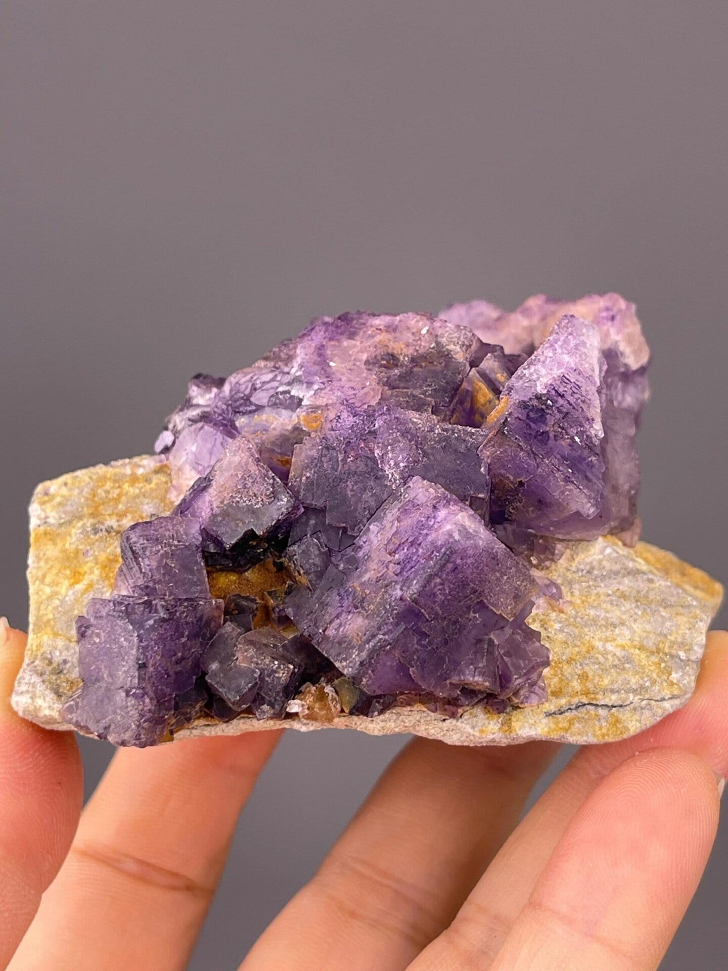 Top view of naturally etched fluorite cluster, Guizhou