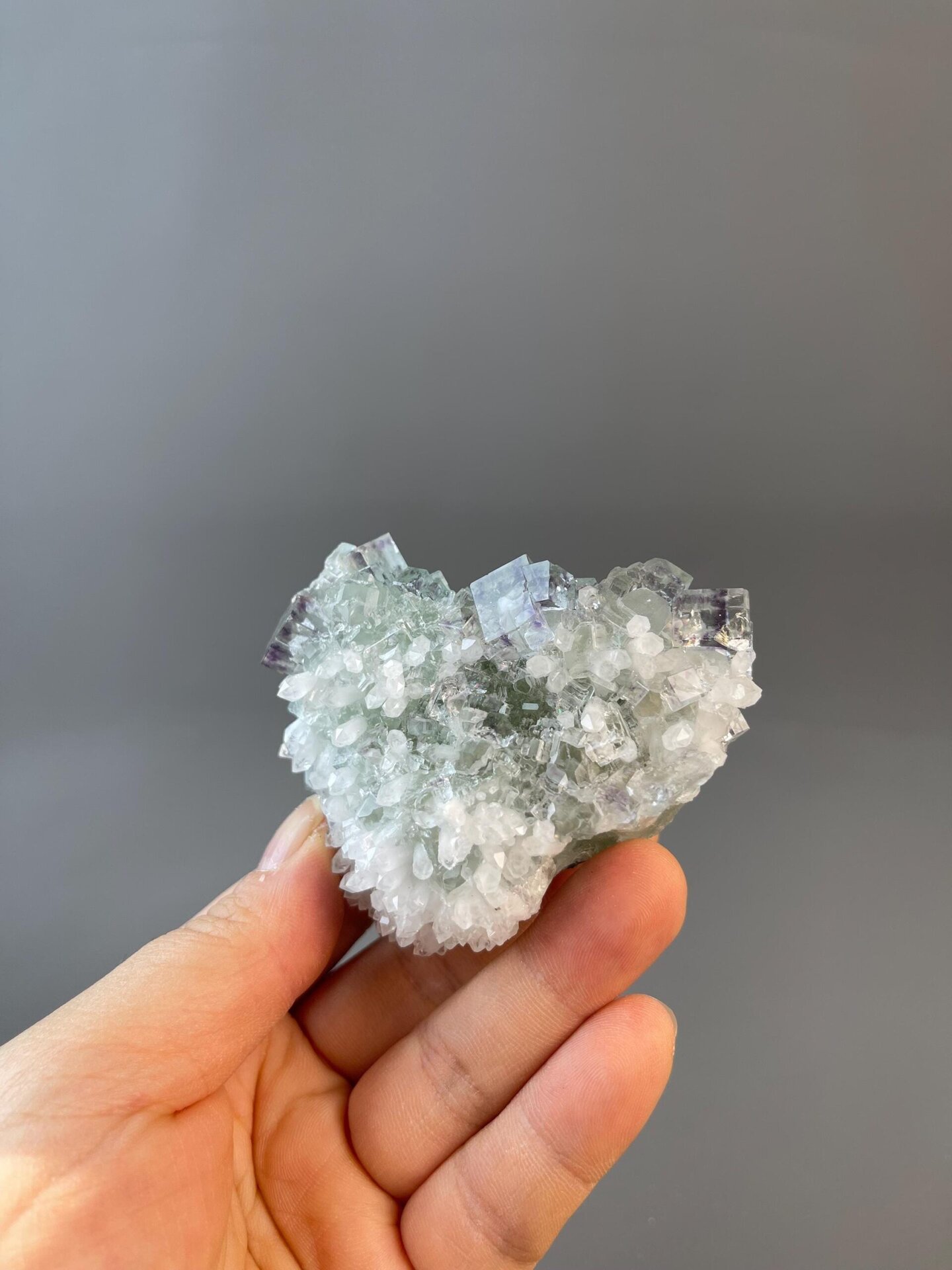 Scale view of 3.0x2.0x2.5 in fluorite cluster, Zhejiang